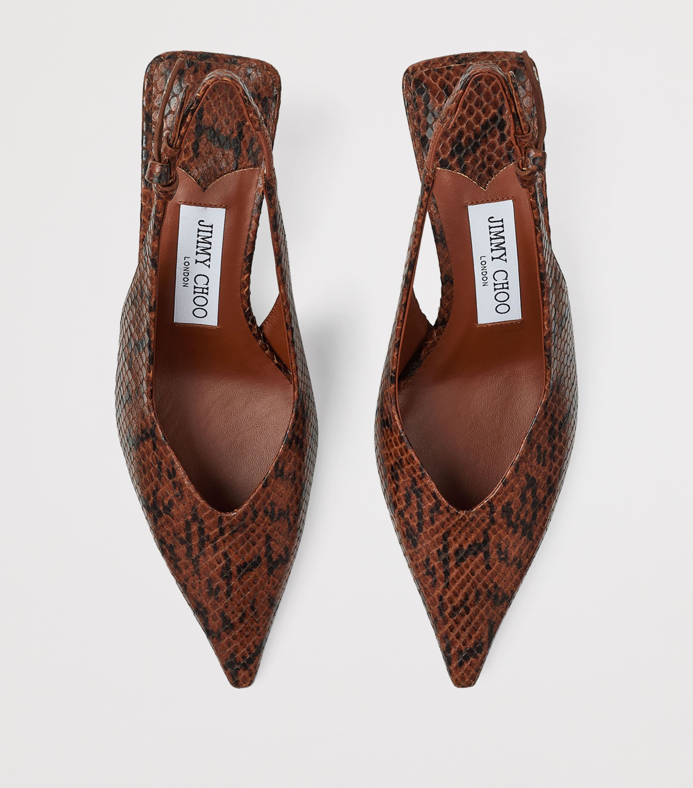 Camie 60 Leather Kigali Snake Print Slingback Pumps COGNAC Image 4