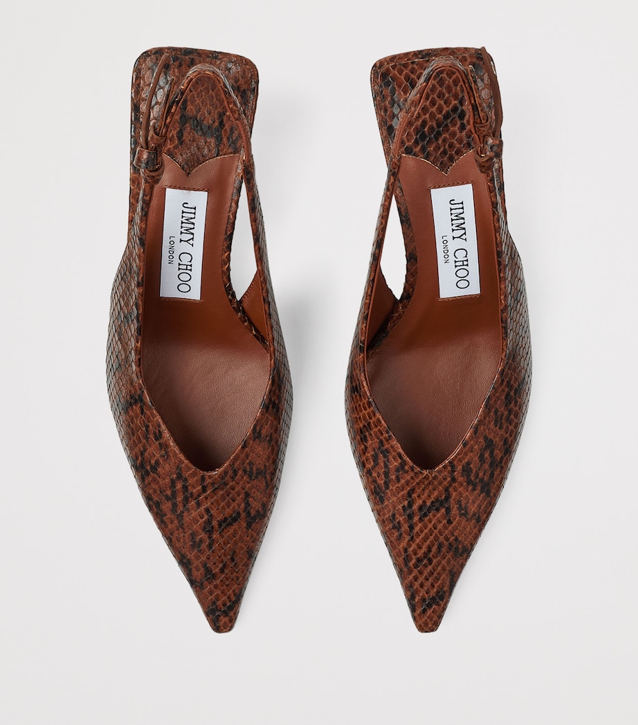 Camie 60 Leather Kigali Snake Print Slingback Pumps COGNAC Image 4