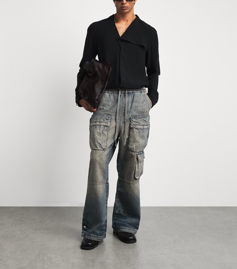 AMIRI Mens Cargo Wide-Leg Jeans Mirage Image 2