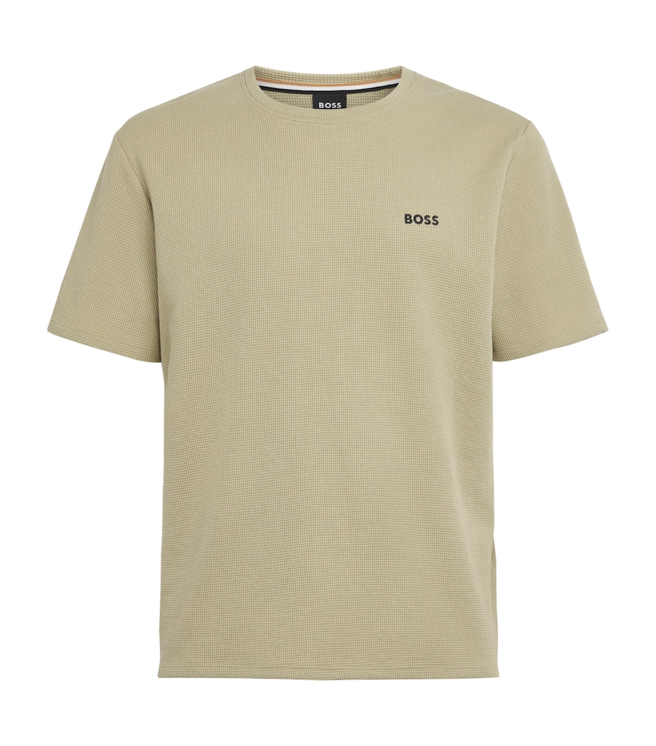 BOSS Mens Waffle-Knit Logo T-Shirt Light/pastel Grn Image 1