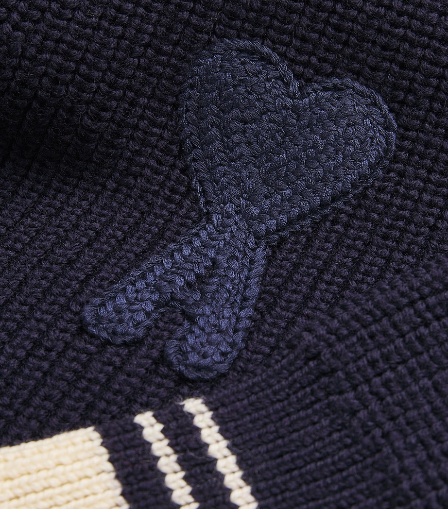 AMI Paris Mens Wool V-Neck Sweater Bleu Image 5