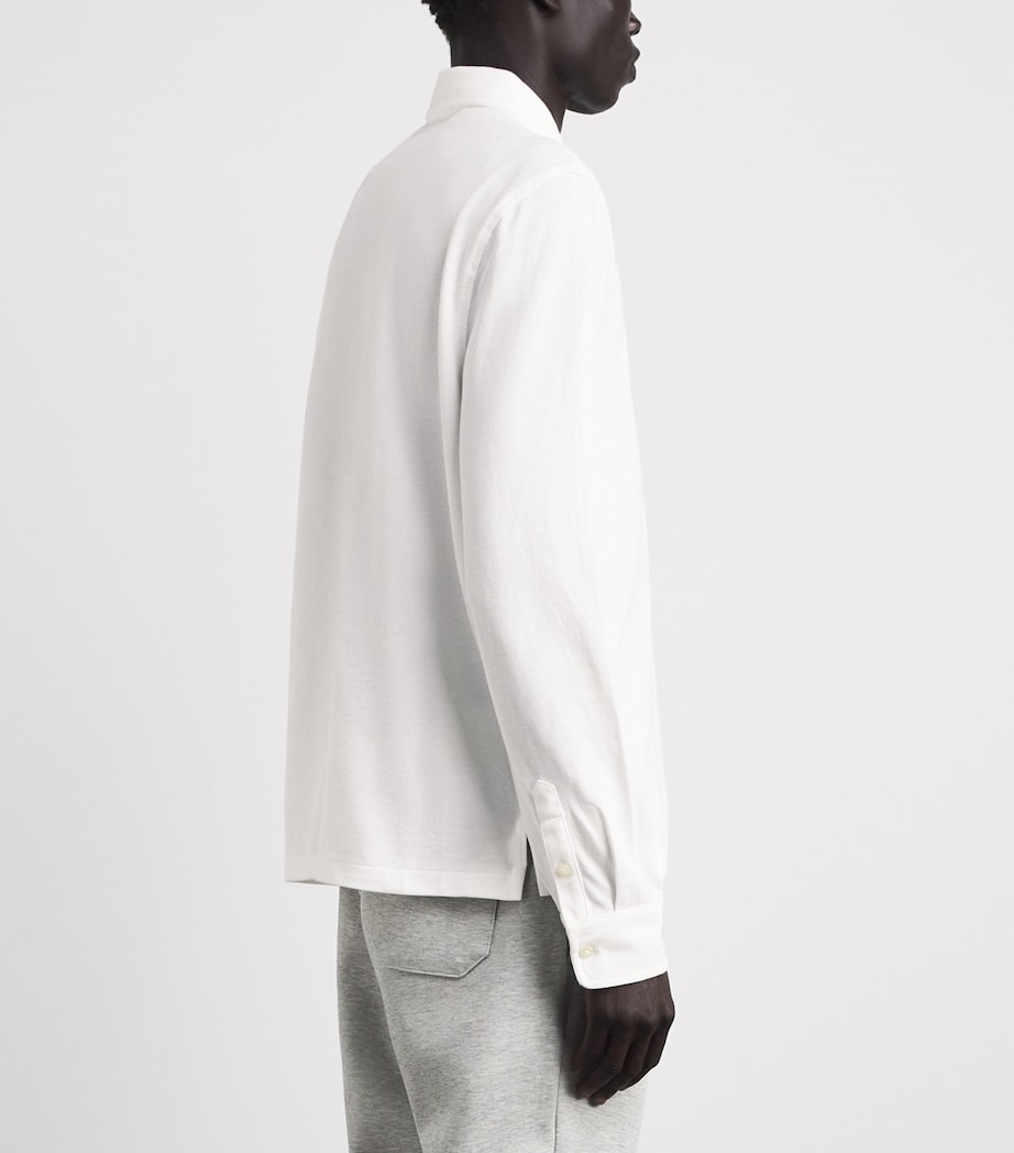 Polo Ralph Lauren Mens Cotton Mesh Long-Sleeve Polo Shirt White Image 5