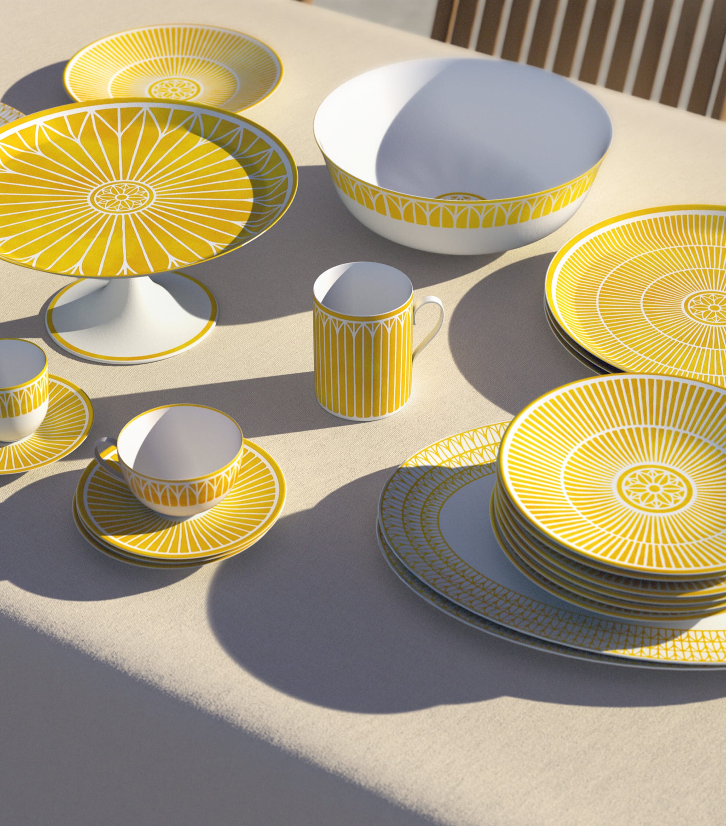 Christofle Porcelain Malmaison Riviera Dessert Plate (21cm) White/yellow Image 5