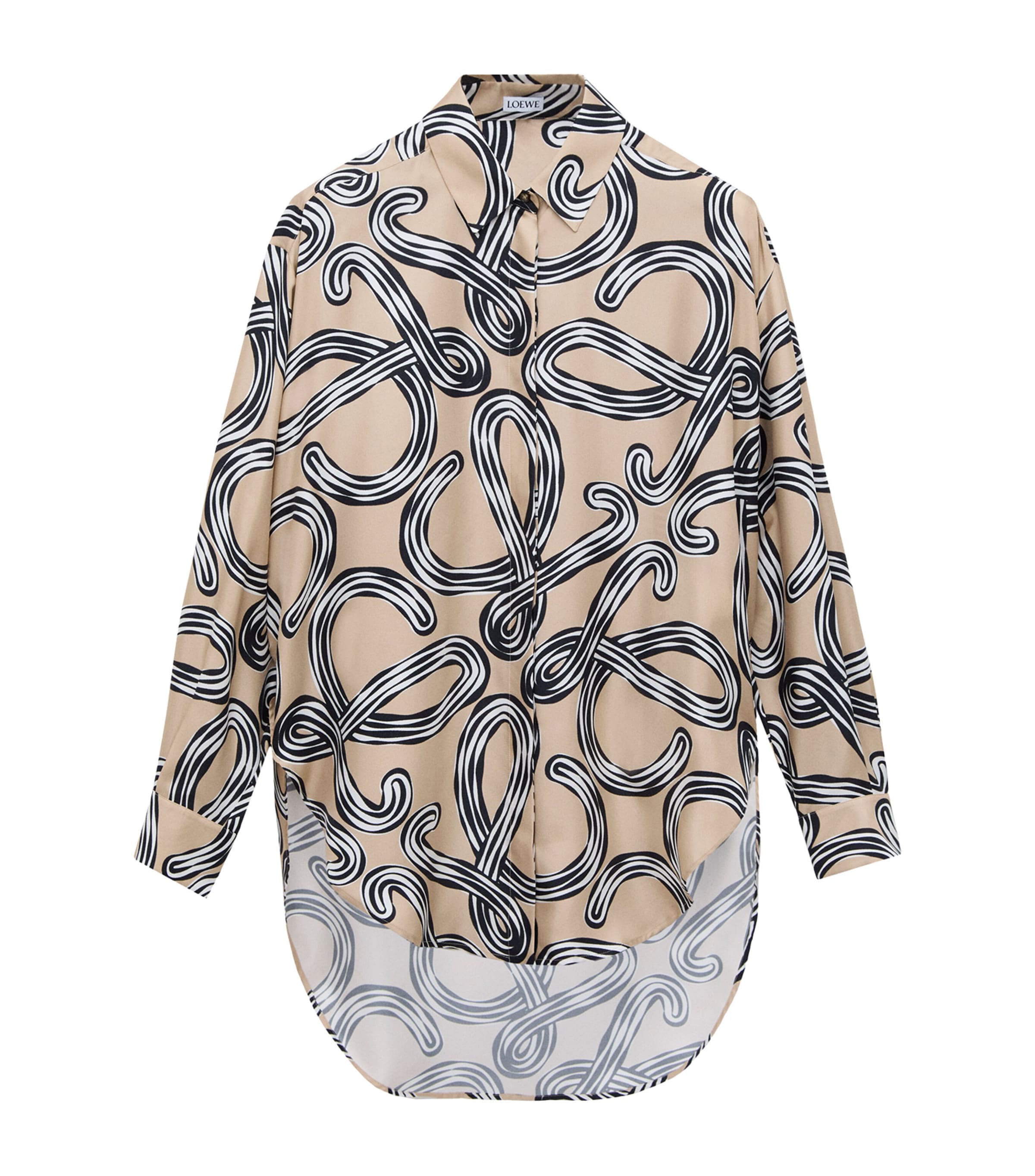 LOEWE Womens x Paula’s Ibiza Silk Oversized Shirt Beige/black Image 1