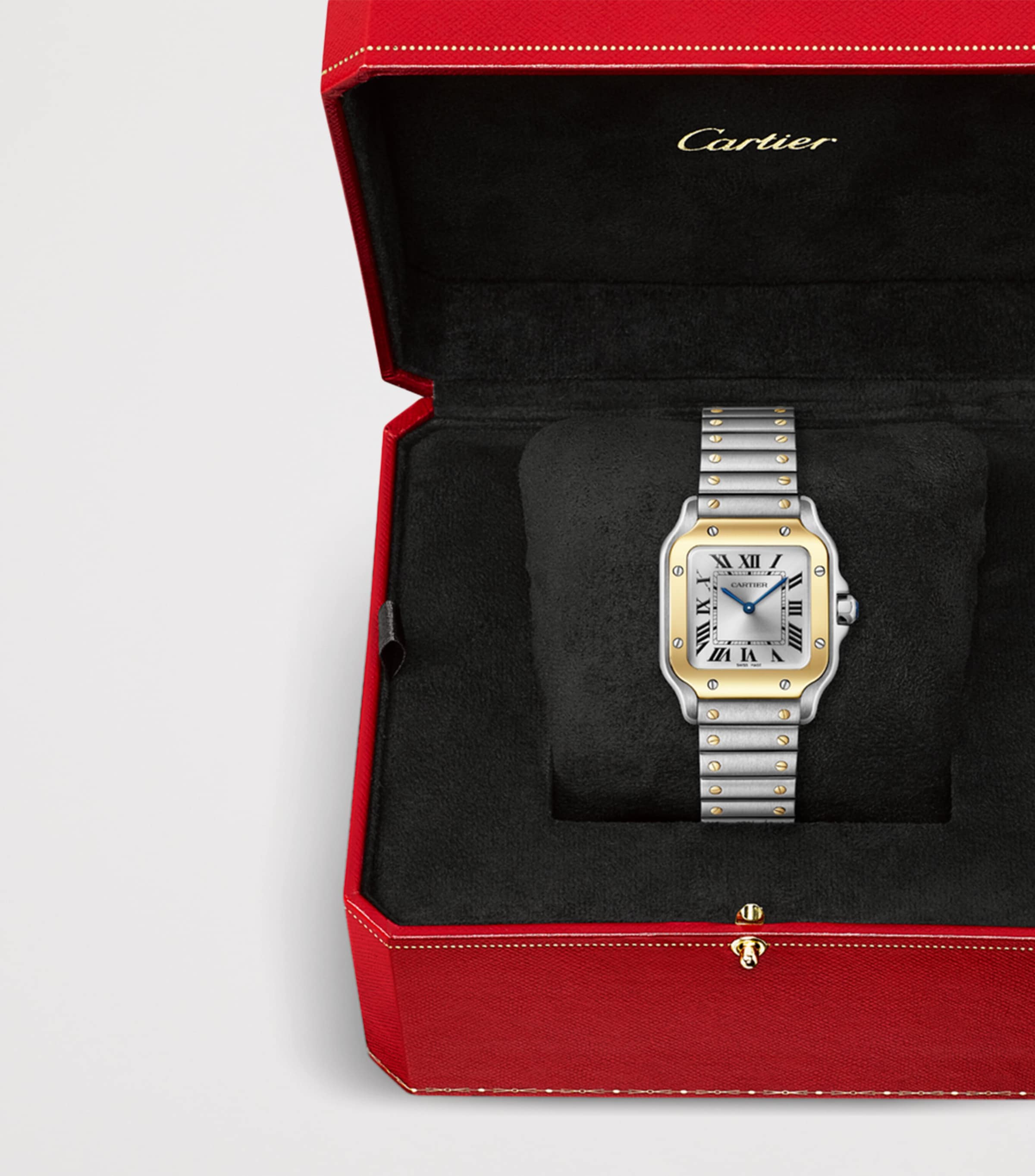 Small Yellow Gold and Steel Santos de Cartier Watch 34.5mm DARK BLUE Image 2