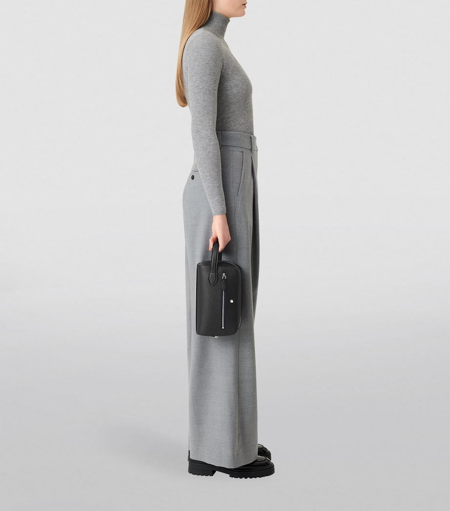Leather Sartorial Wash Bag BLACK Image 3