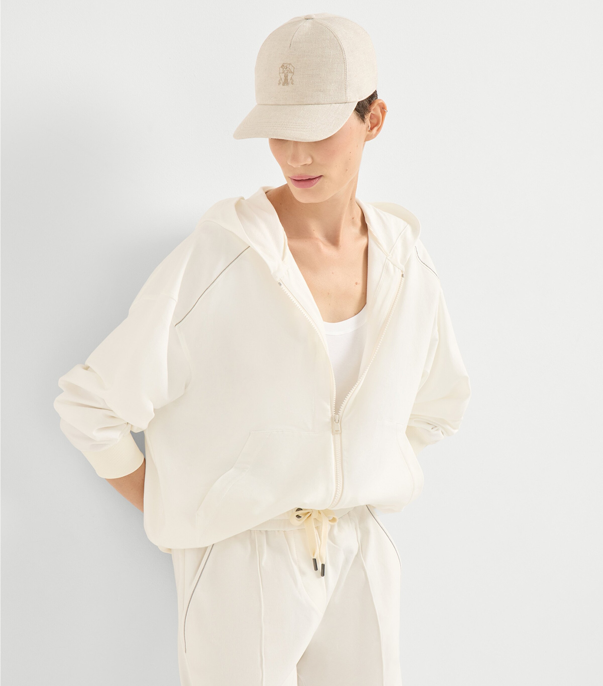 Brunello Cucinelli Womens Stretch-Cotton Zip-Up Hoodie Image 6