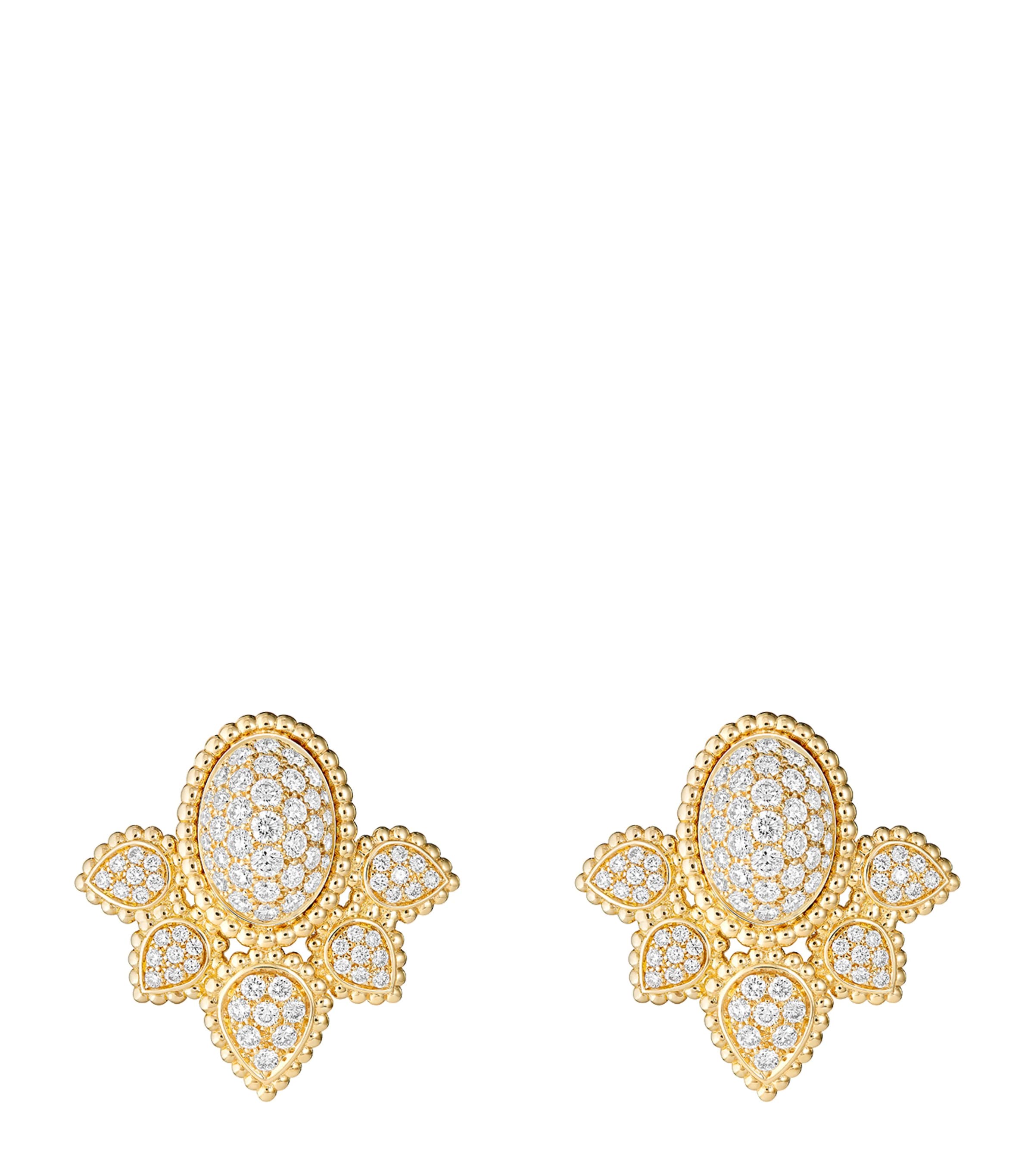 Boucheron Yellow Gold And Diamond Serpent Bohème Vintage Stud Earrings In Gold