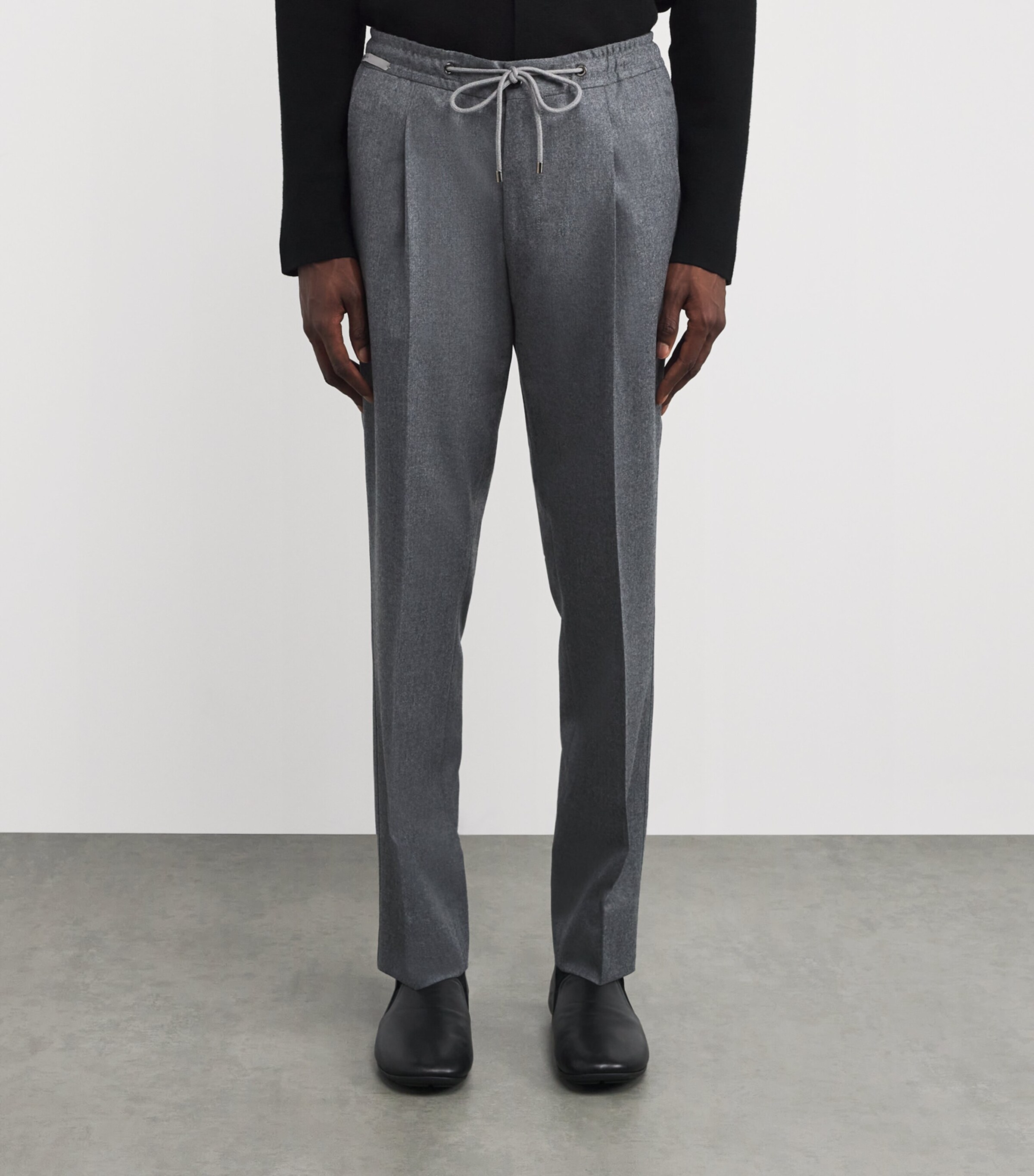 Wool Drawstring Trousers 016 GREY MELANGE Image 3