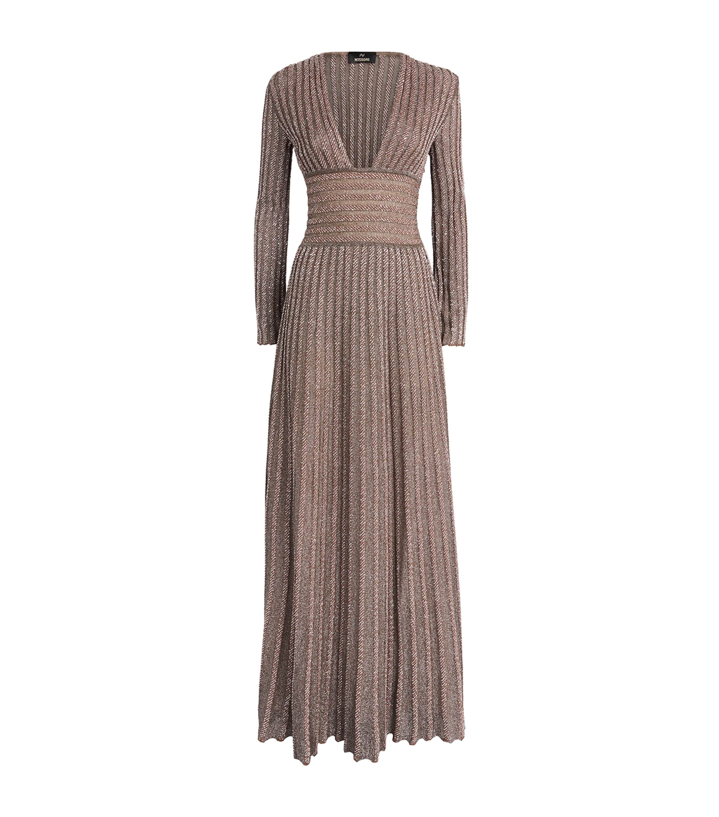 missoni long sleeve dress M Womens Wave-Pattern Transition to evening by adding statement gold jewelry and a structured clutch. Open-back lam maxi dress in