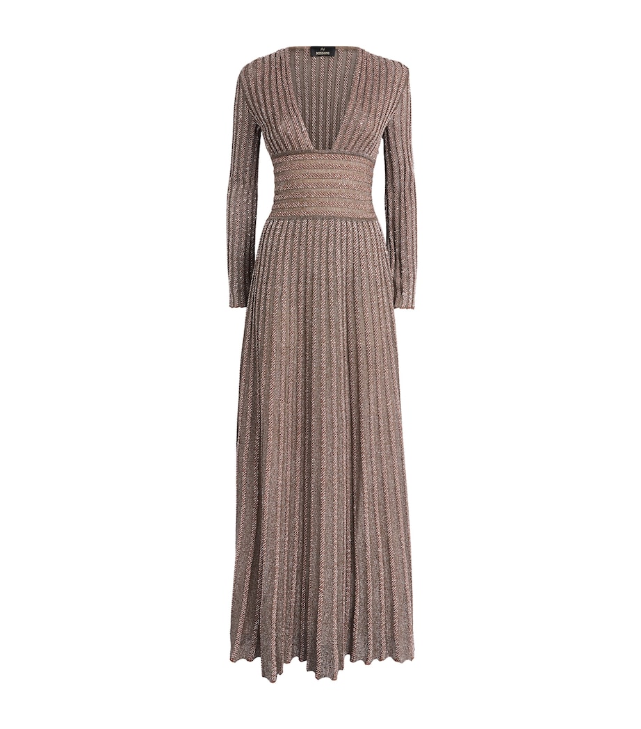 missoni long sleeve dress M Womens Wave-Pattern Transition to evening by adding statement gold jewelry and a structured clutch. Open-back lam maxi dress in