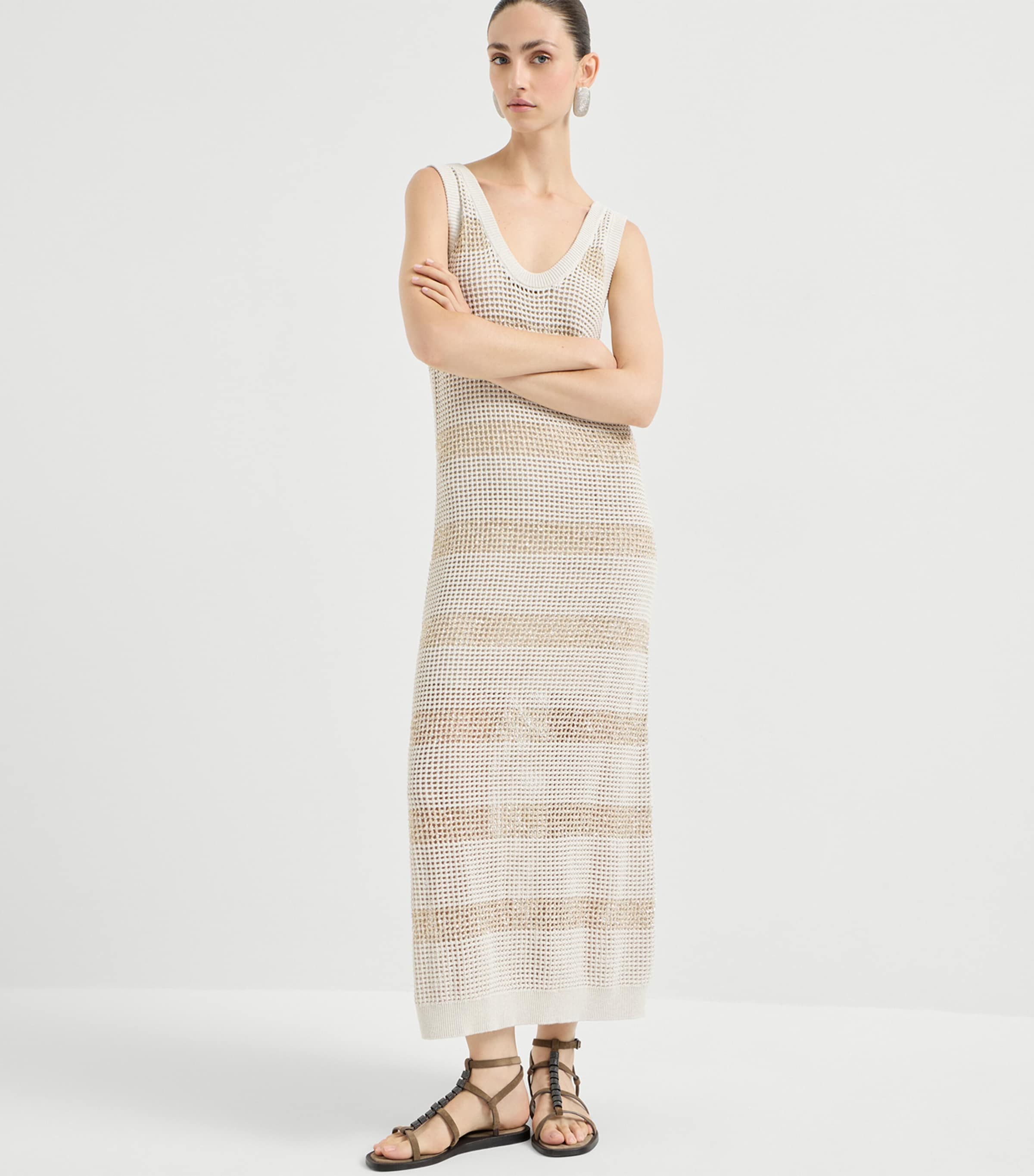 Cotton Stripe Knit Maxi Dress CLH85 Image 2