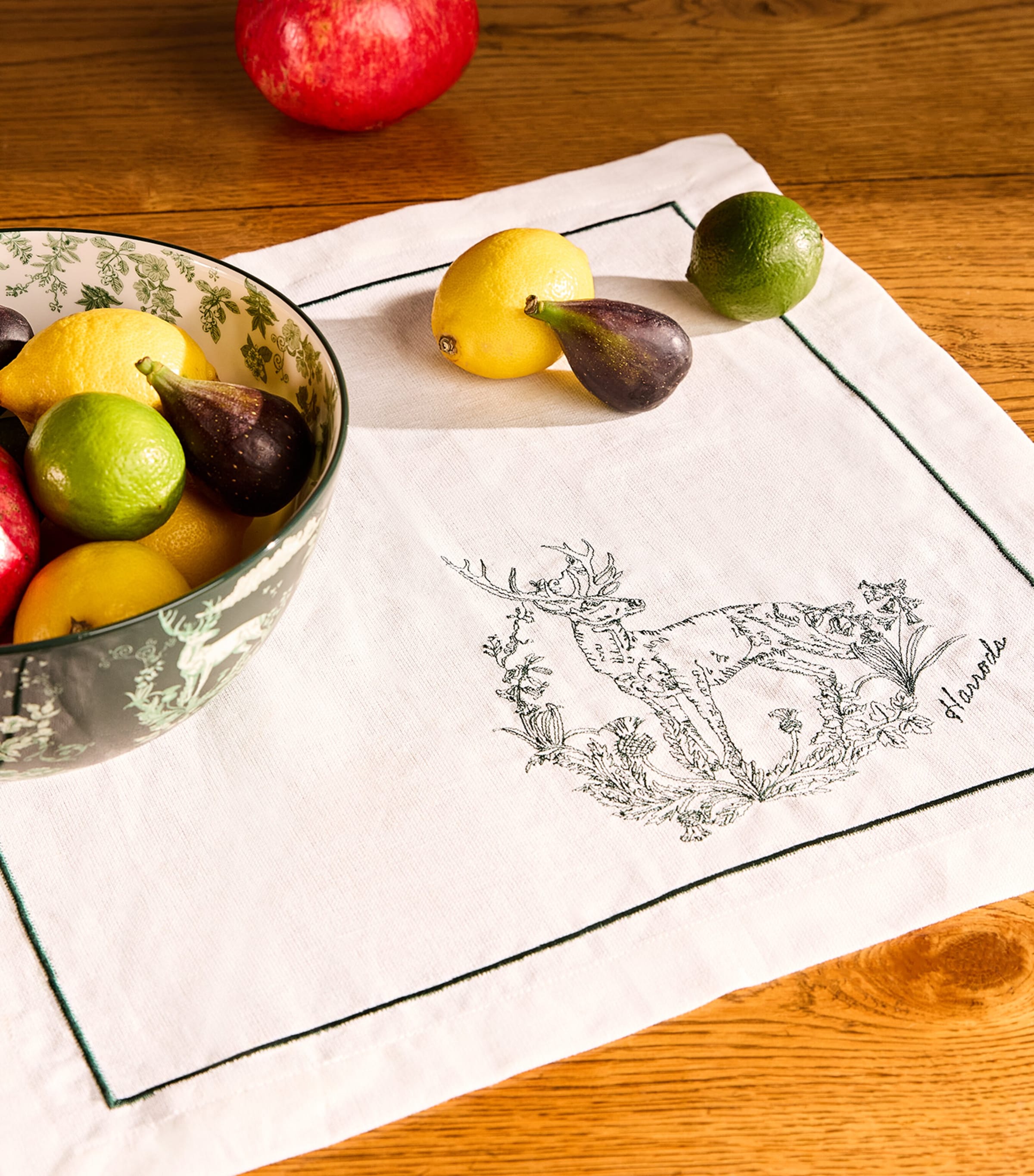 Harrods Cotton-linen Toile Napkins In Green