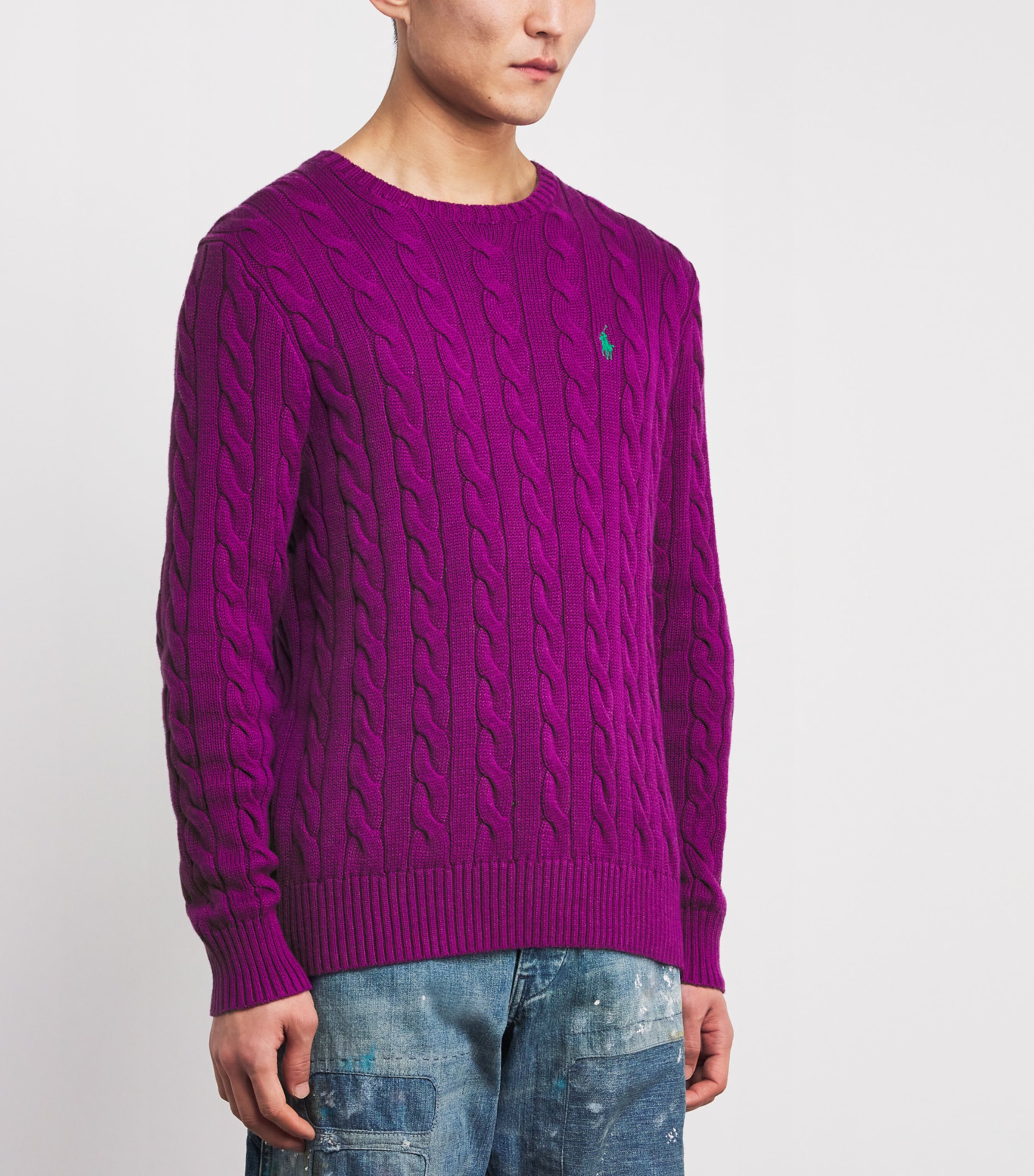 Cotton Cable-Knit Sweater PURPLE DAWN Image 3