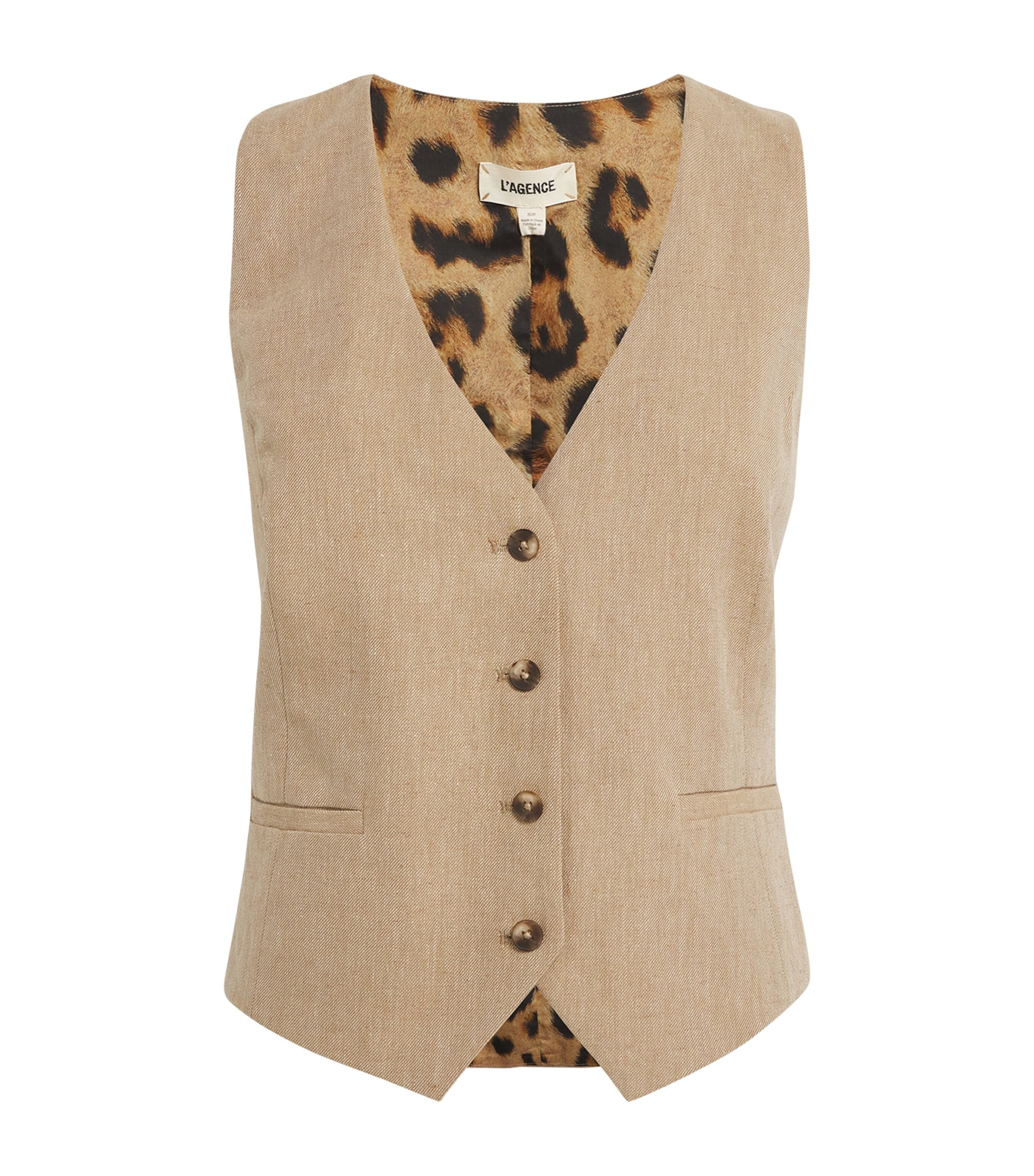 L Agence Linen-cotton Drina Waistcoat In Brown