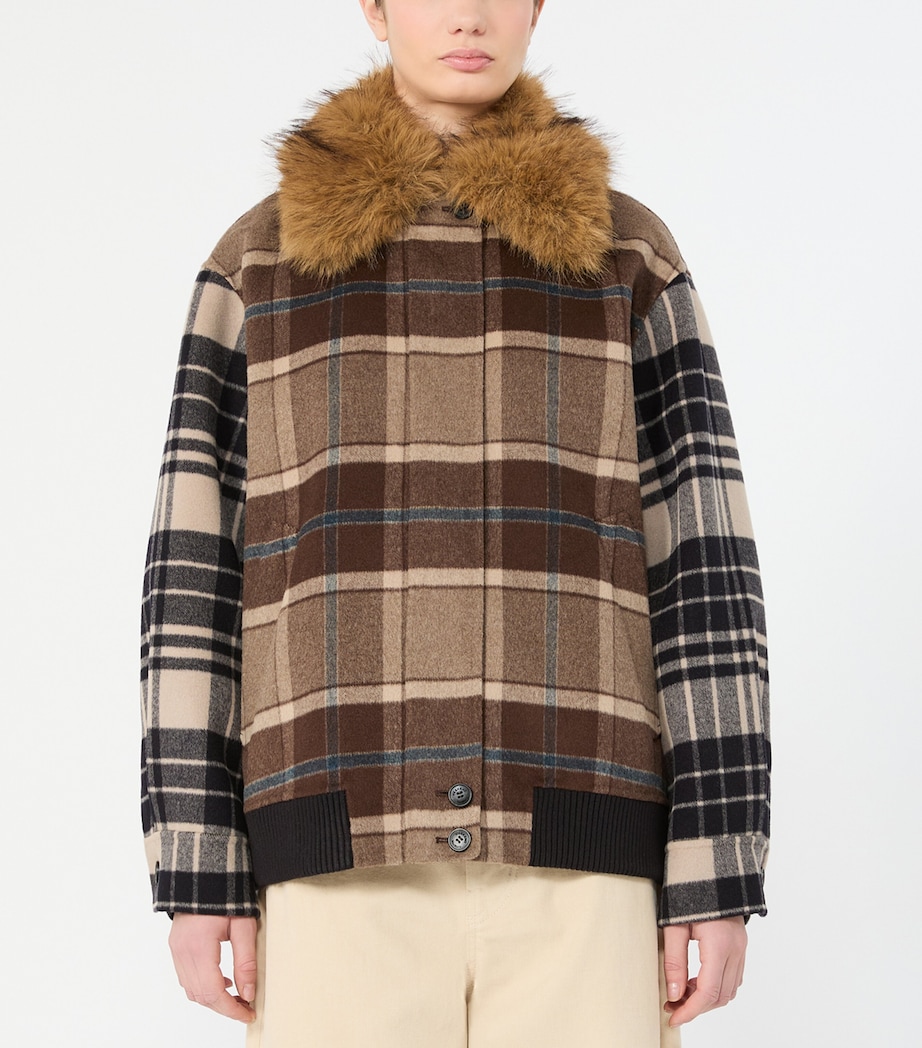 Weekend Max Mara Womens Virgin Wool Check Jacket Brown Image 3