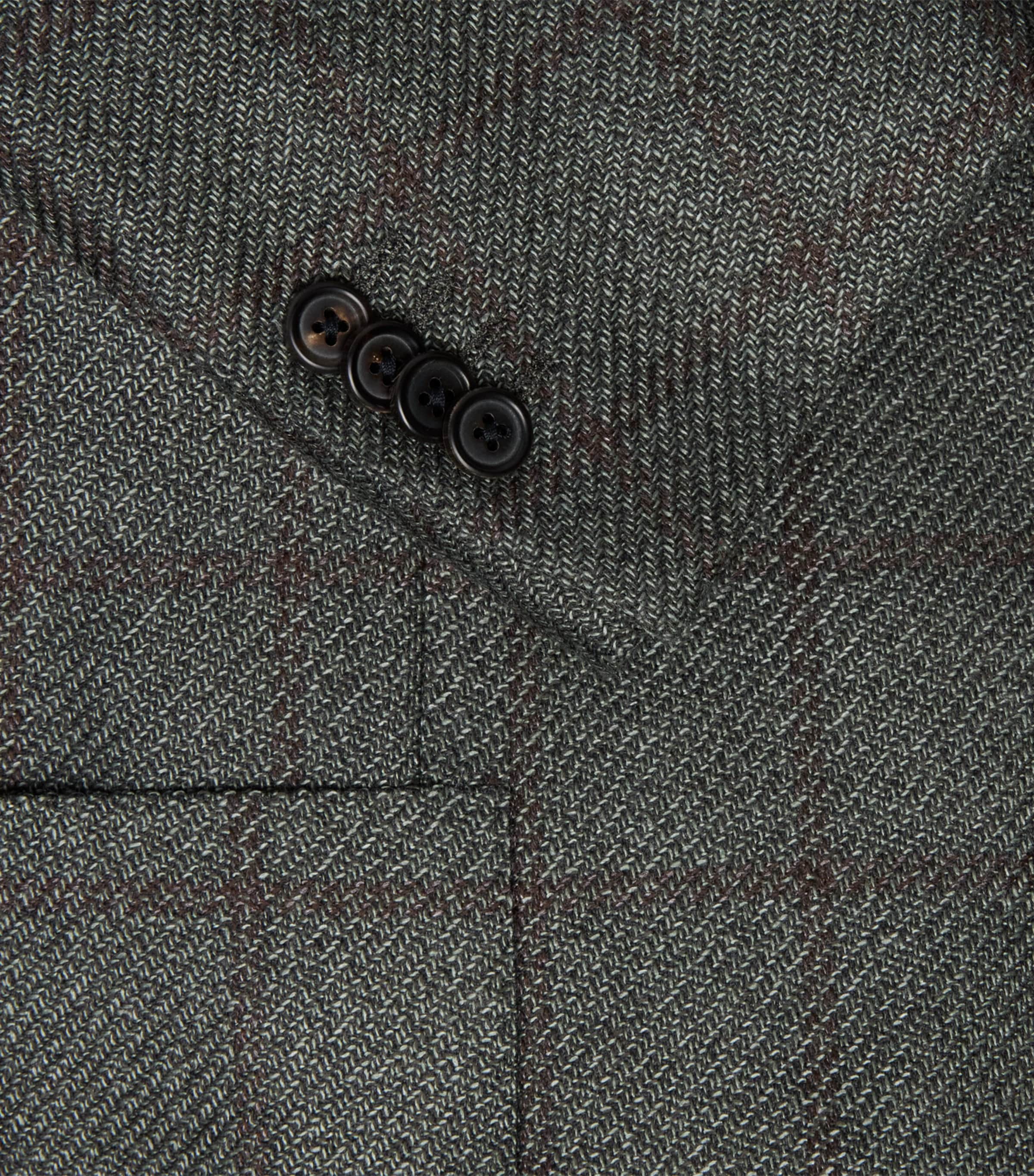Corneliani Mens Virgin Wool-Silk-Cashmere Check Blazer Green Coloured Image 6