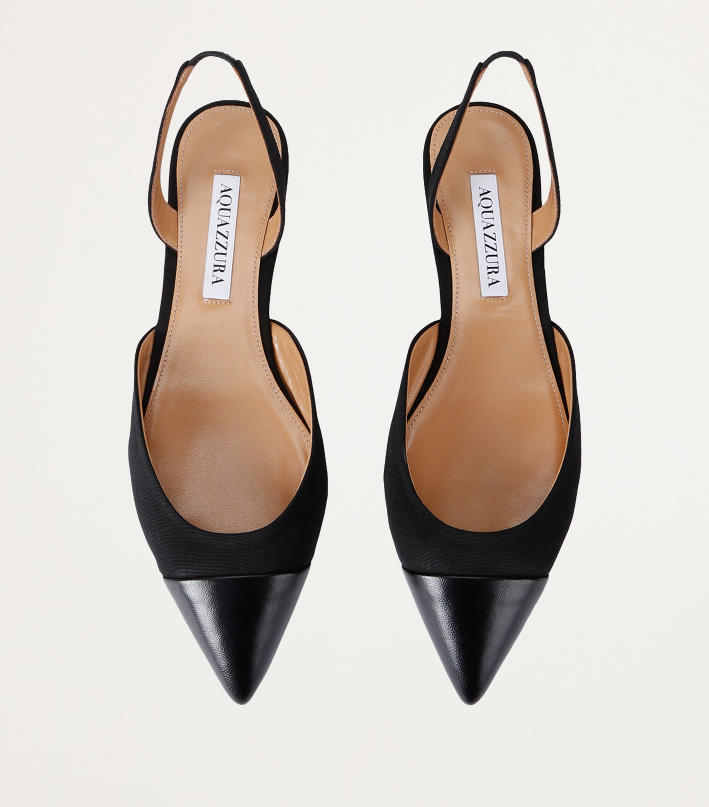 Aquazzura Leather-Trim Milanese Slingback Flats Black Image 4