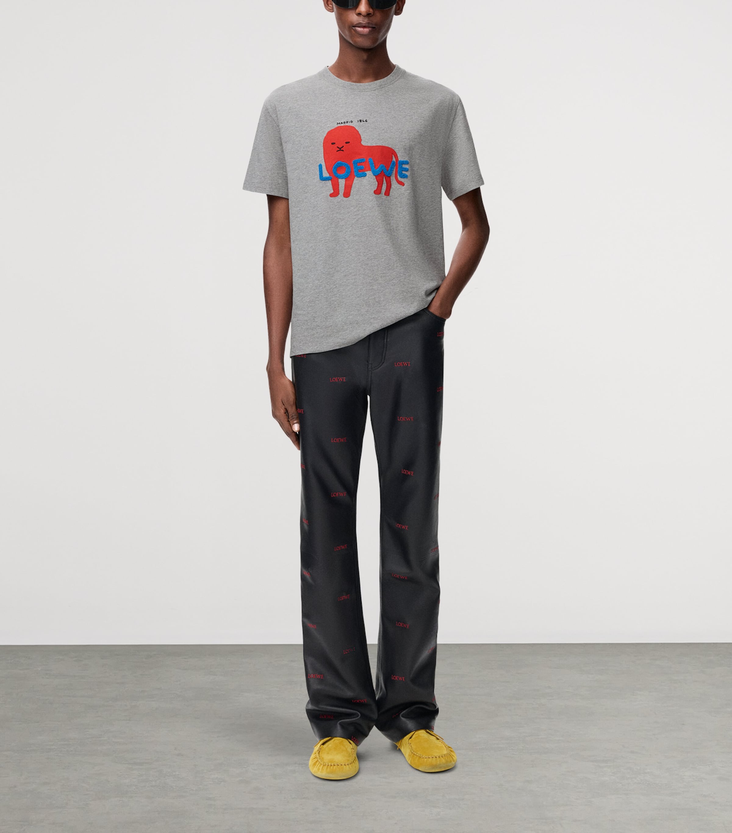 LOEWE Grey Cotton Relaxed Lion T-Shirt | Harrods US