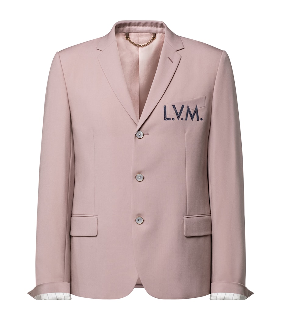 LOUIS VUITTON Mens Wool Embroidered Signature Blazer Dusty Pink Image 1
