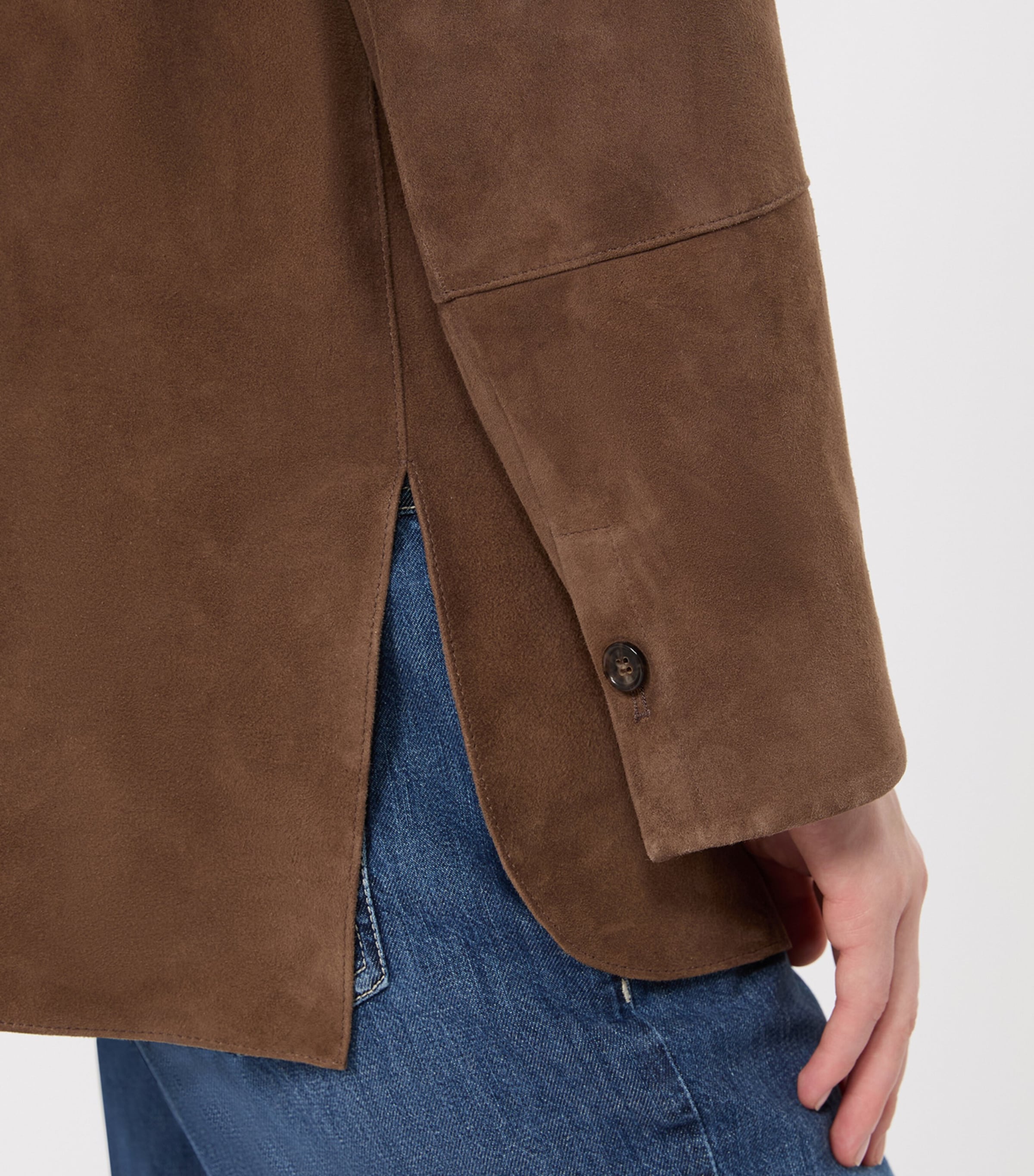 Max Mara Womens Suede Shirt Jacket Mud Image 5