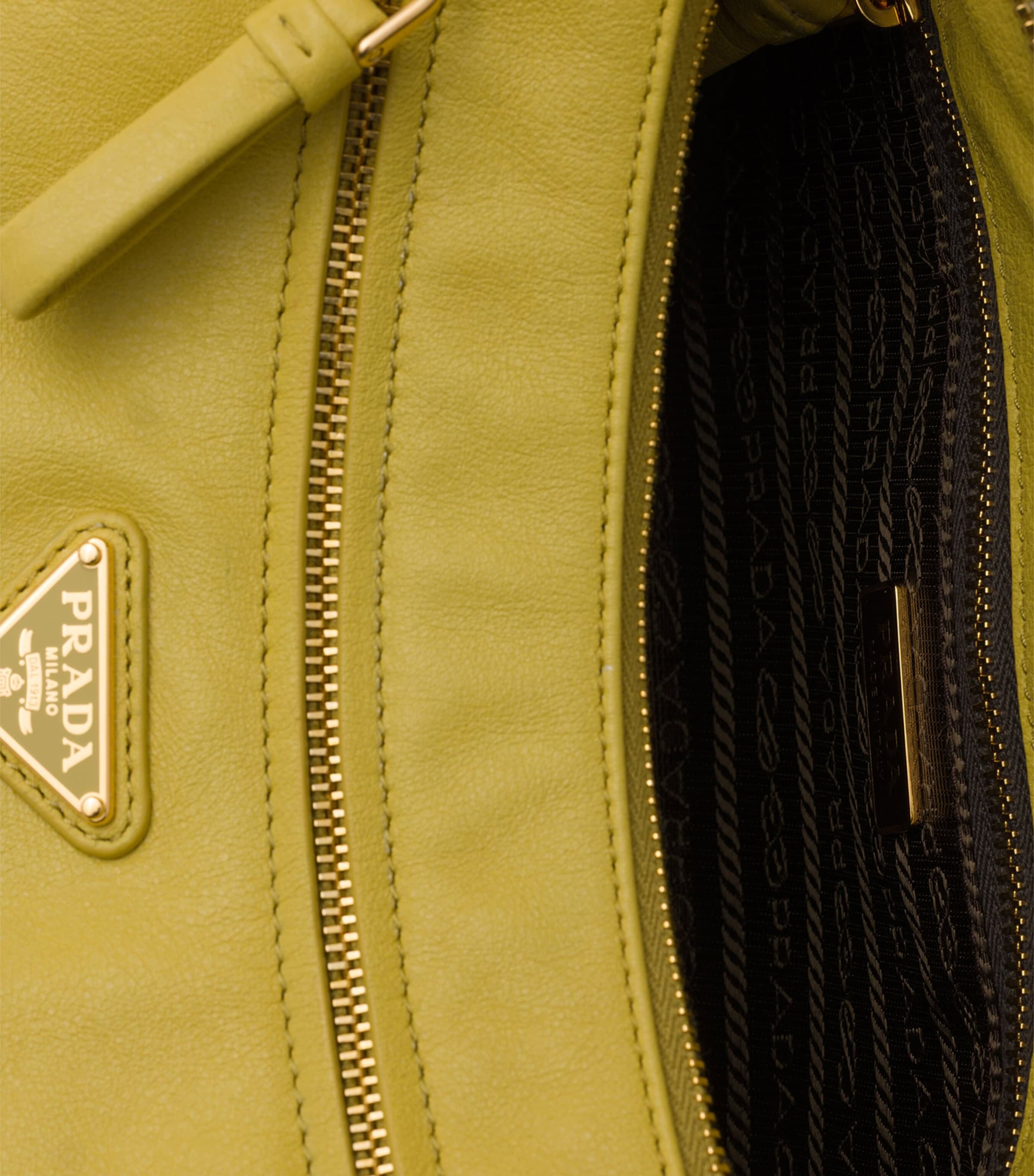 Prada Small Leather Shoulder Bag Yellow Image 6