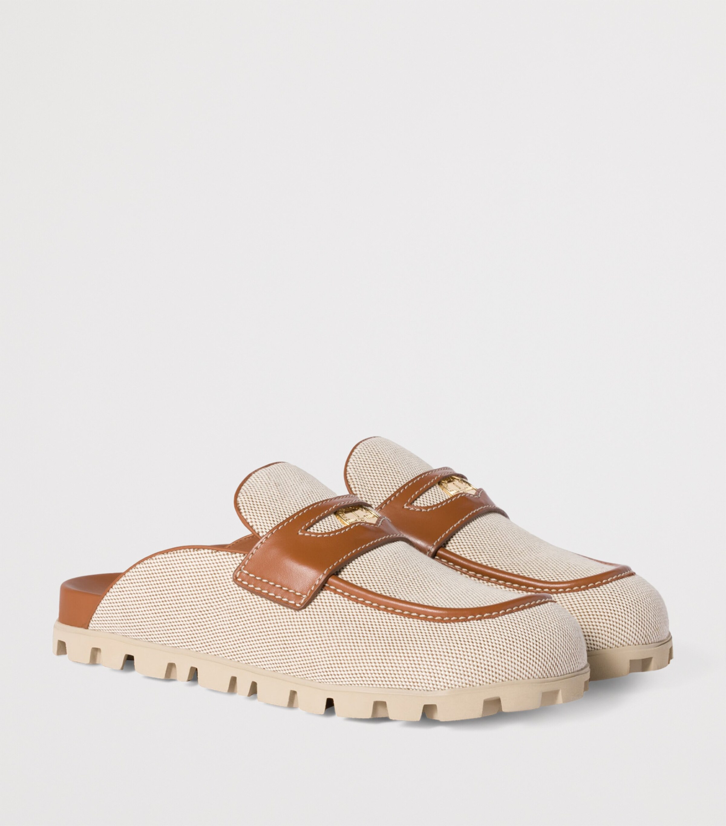 Canvas and Leather Mules F062F Image 2