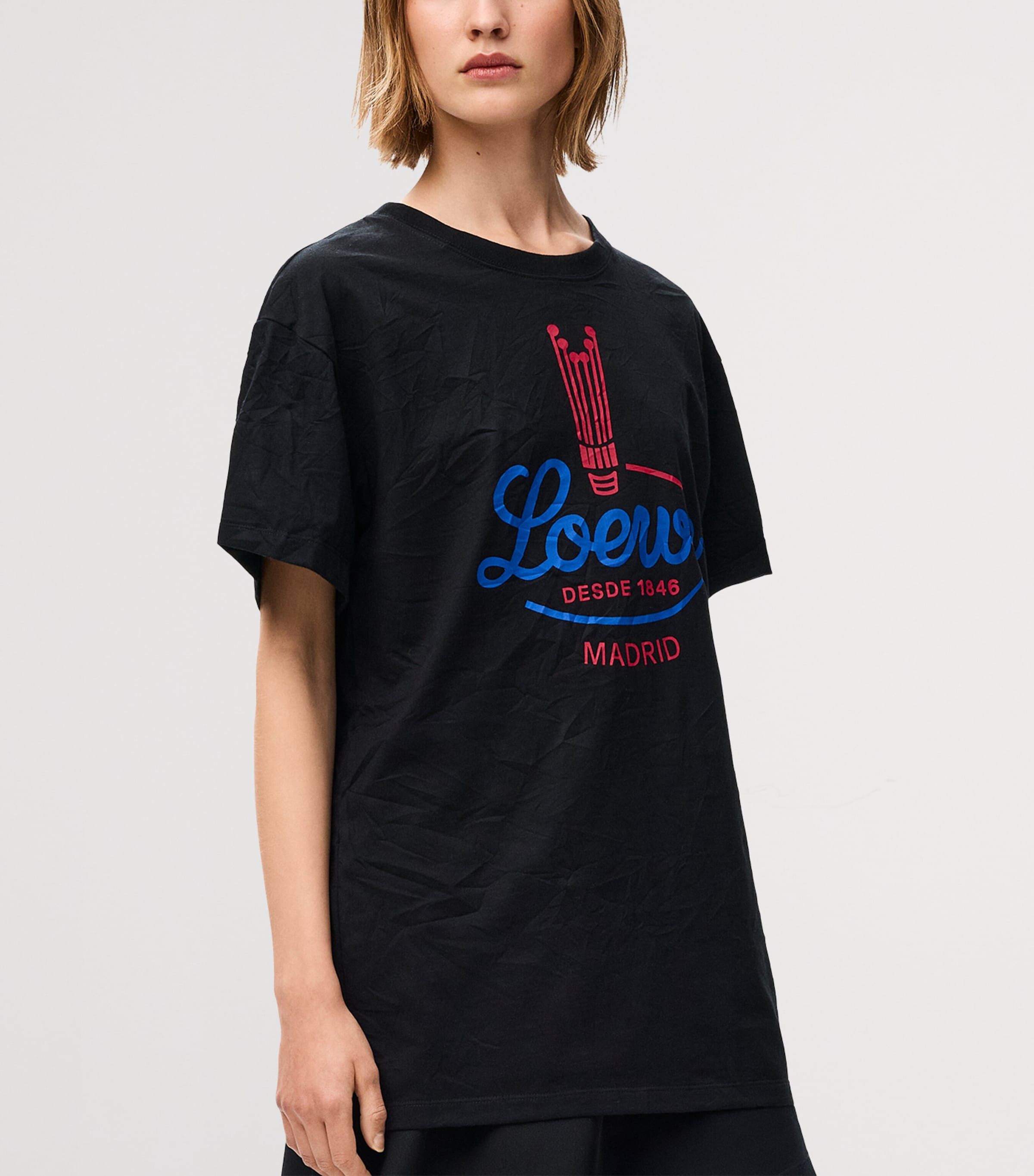 LOEWE Womens Cotton Graphic Logo T-Shirt Black Image 5