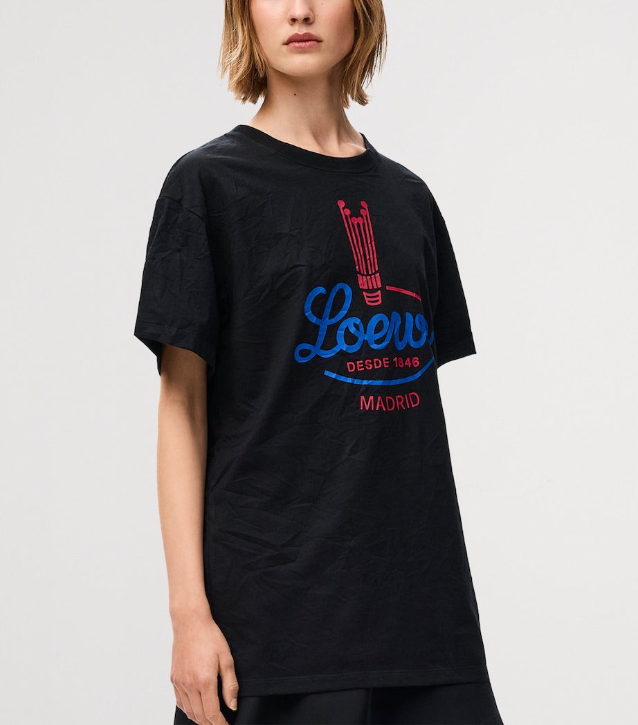 LOEWE Womens Cotton Graphic Logo T-Shirt Black Image 5