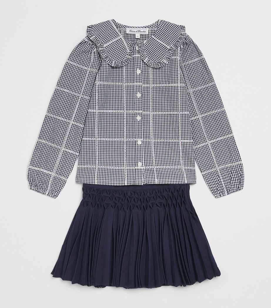 Tartine et Chocolat Cotton Check Broderie Anglaise Shirt (2-14 Years) Nacre Image 3