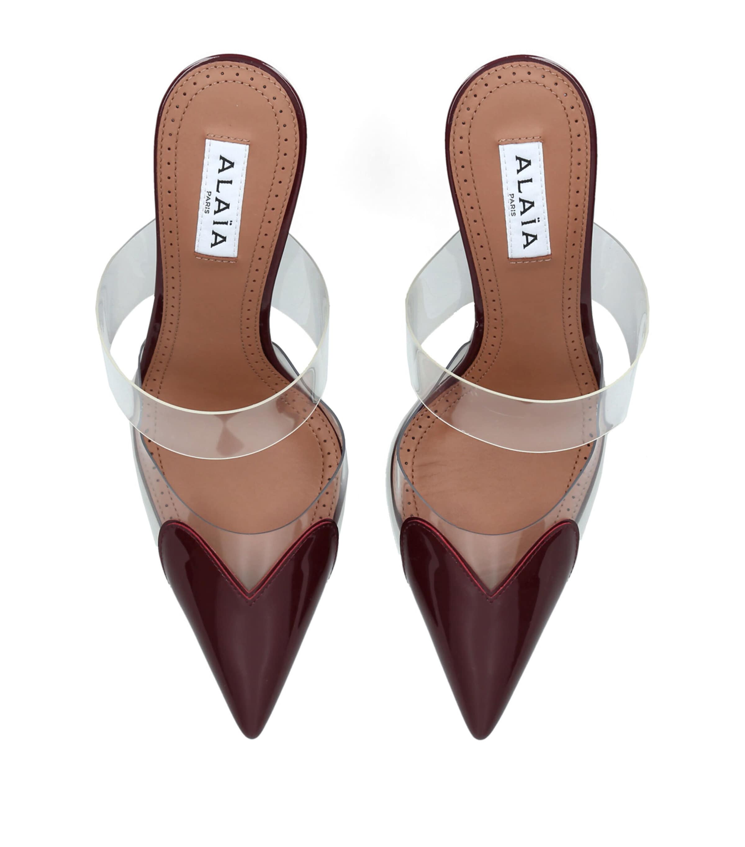 Alaïa Womens Leather-PVC Le Coeur Wedge Mules 90 Red/dark Image 4