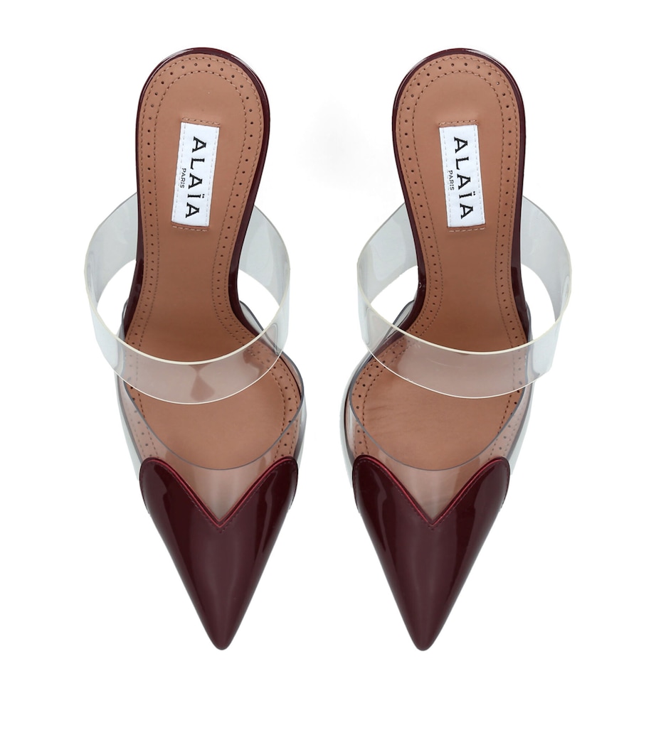 Alaïa Womens Leather-PVC Le Coeur Wedge Mules 90 Red/dark Image 4