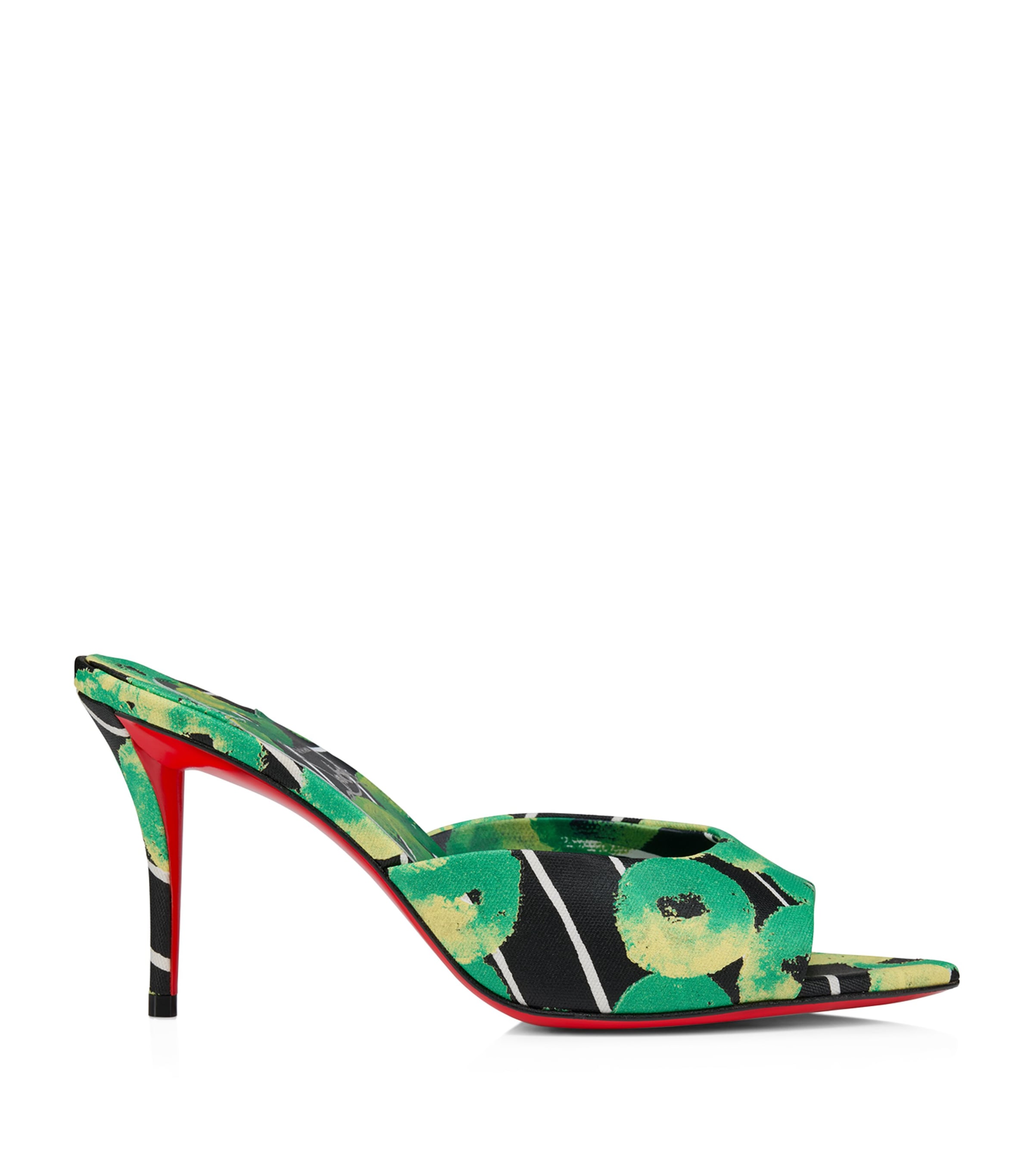 Christian Louboutin Miss Z Cotton Abstract Print Mules 80