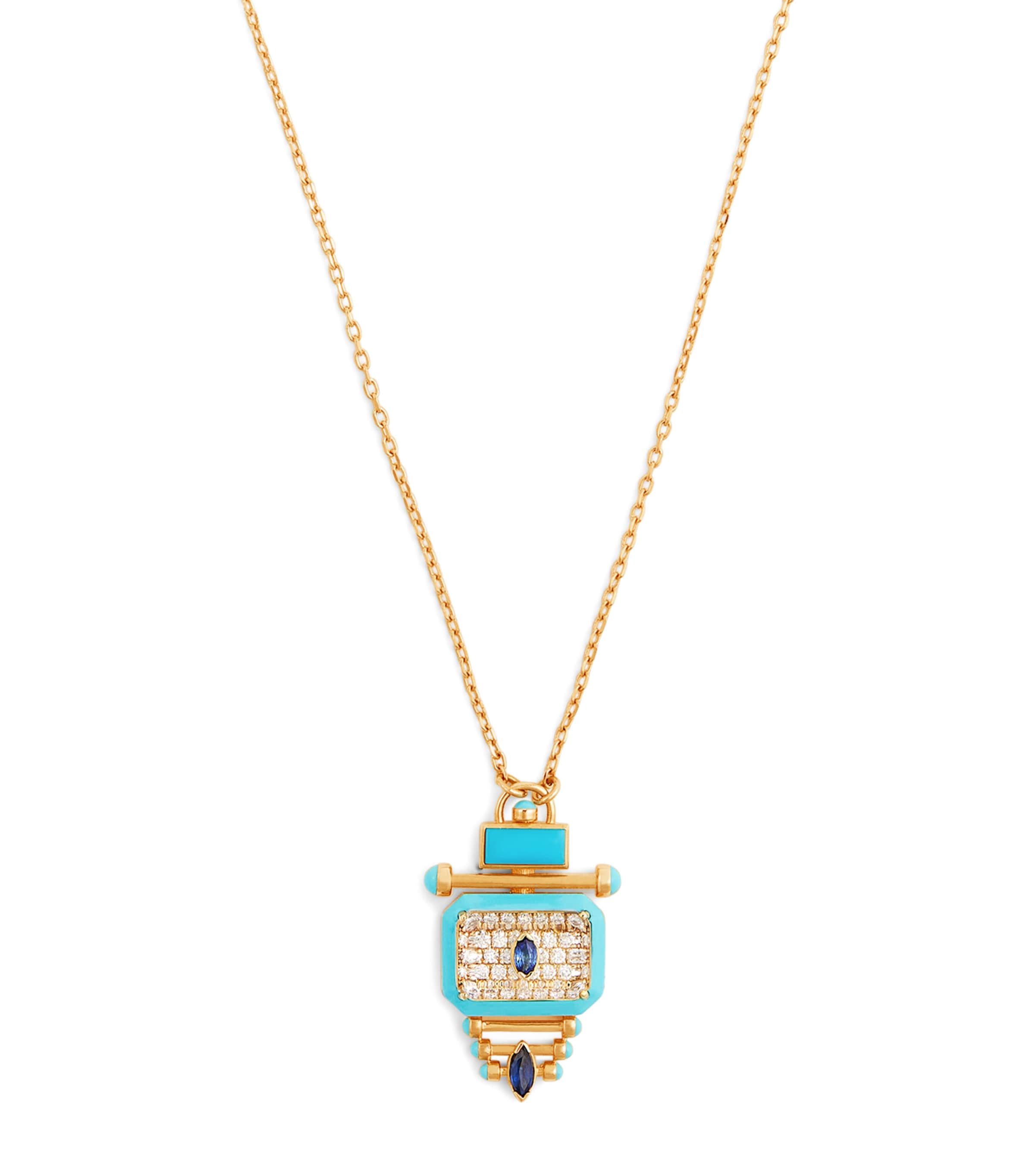 L'ATELIER NAWBAR Yellow Gold, Diamond and Sapphire Capture Little Blue Jay Necklace Blue Jay Image 1