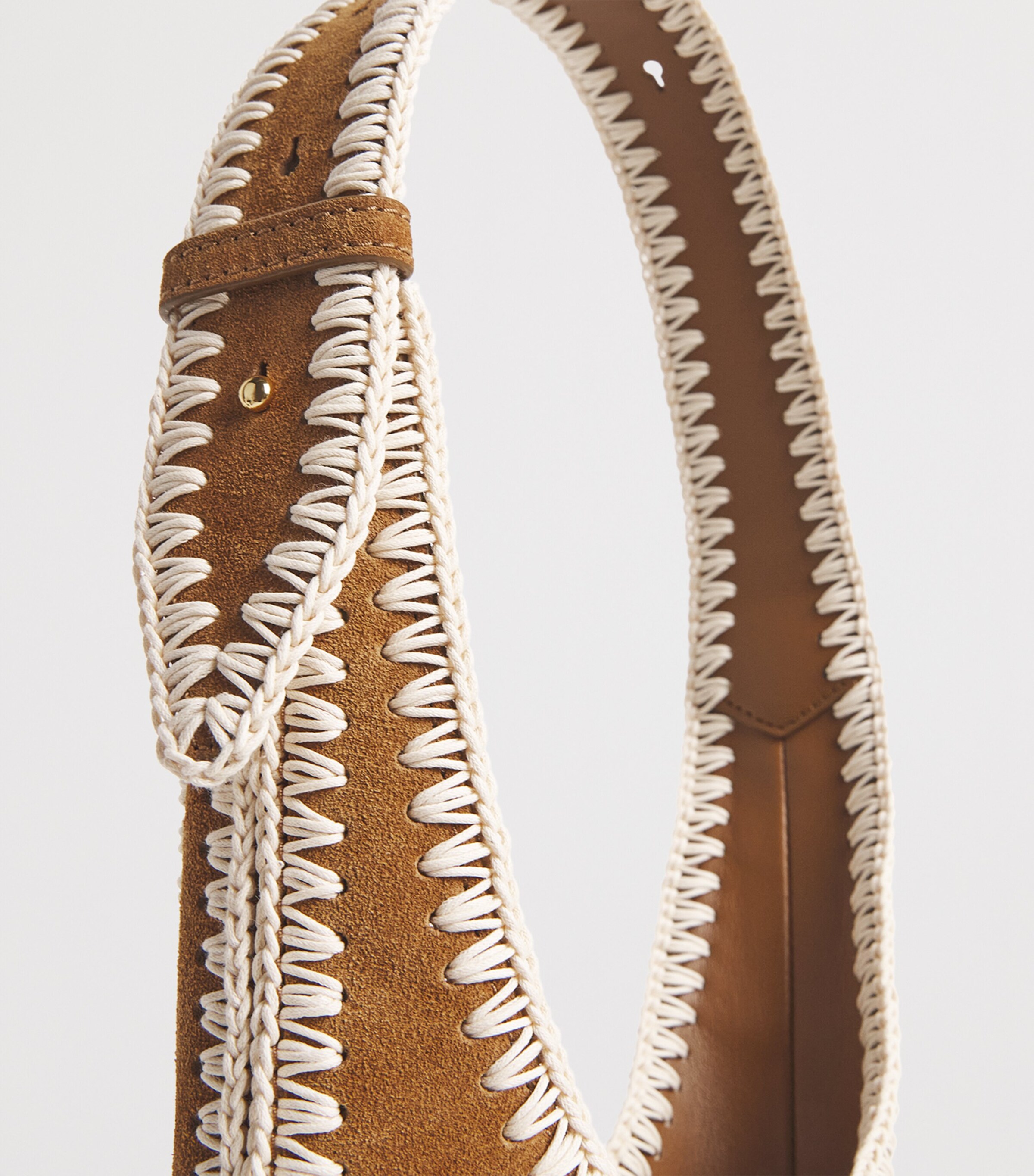 Veronica Beard Suede Whipstitch Loop Shoulder Bag Acorn Multi Image 6