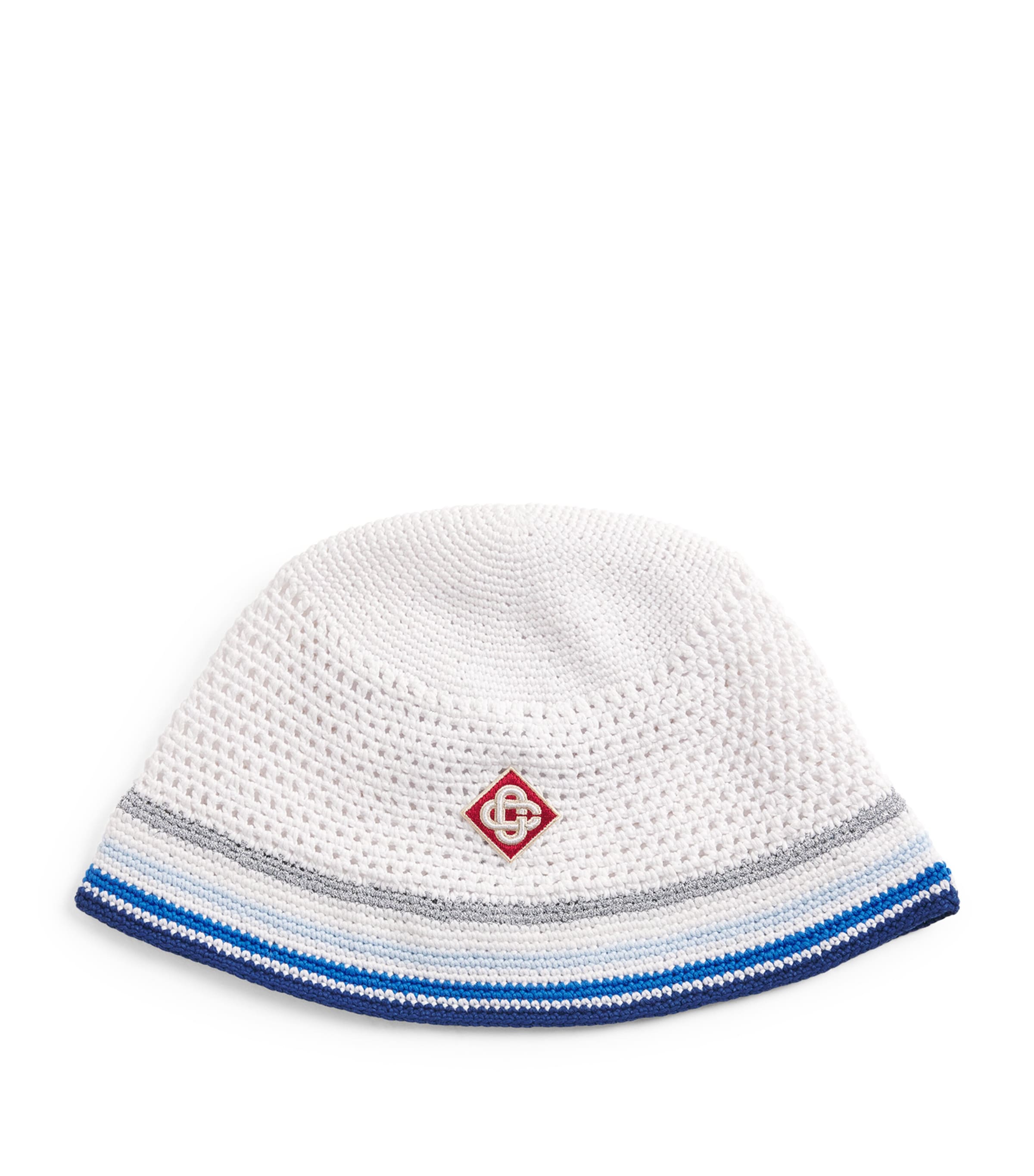 Casablanca モヘヤビーニー Casablanca White Crochet Metallic-Stripe Beanie | Harrods UK