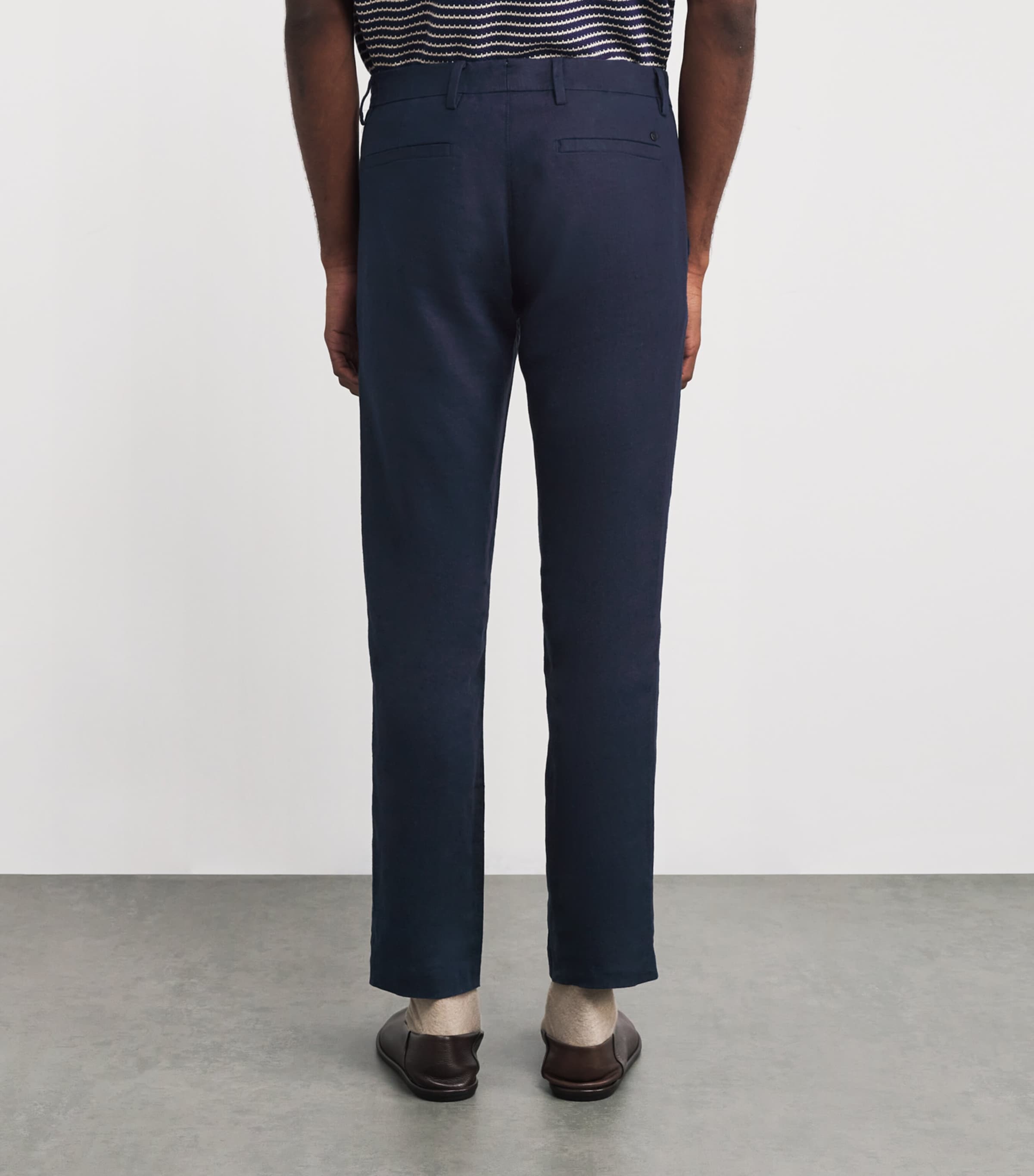 Linen Theo Slim Trousers NAVY  BLUE 200 Image 4
