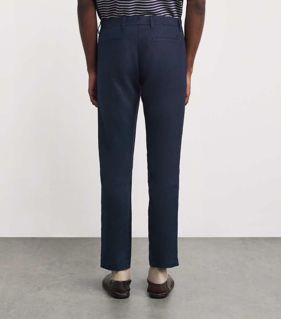 Linen Theo Slim Trousers NAVY  BLUE 200 Image 4