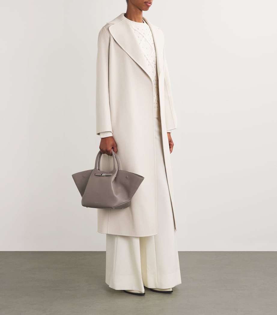 Virgin Wool Wrap Coat PEARL GREY Image 2