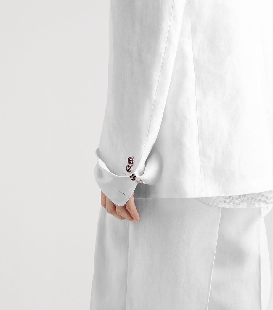 Dolce&Gabbana Mens Linen Sicilia Suit Jacket Optical White Image 4