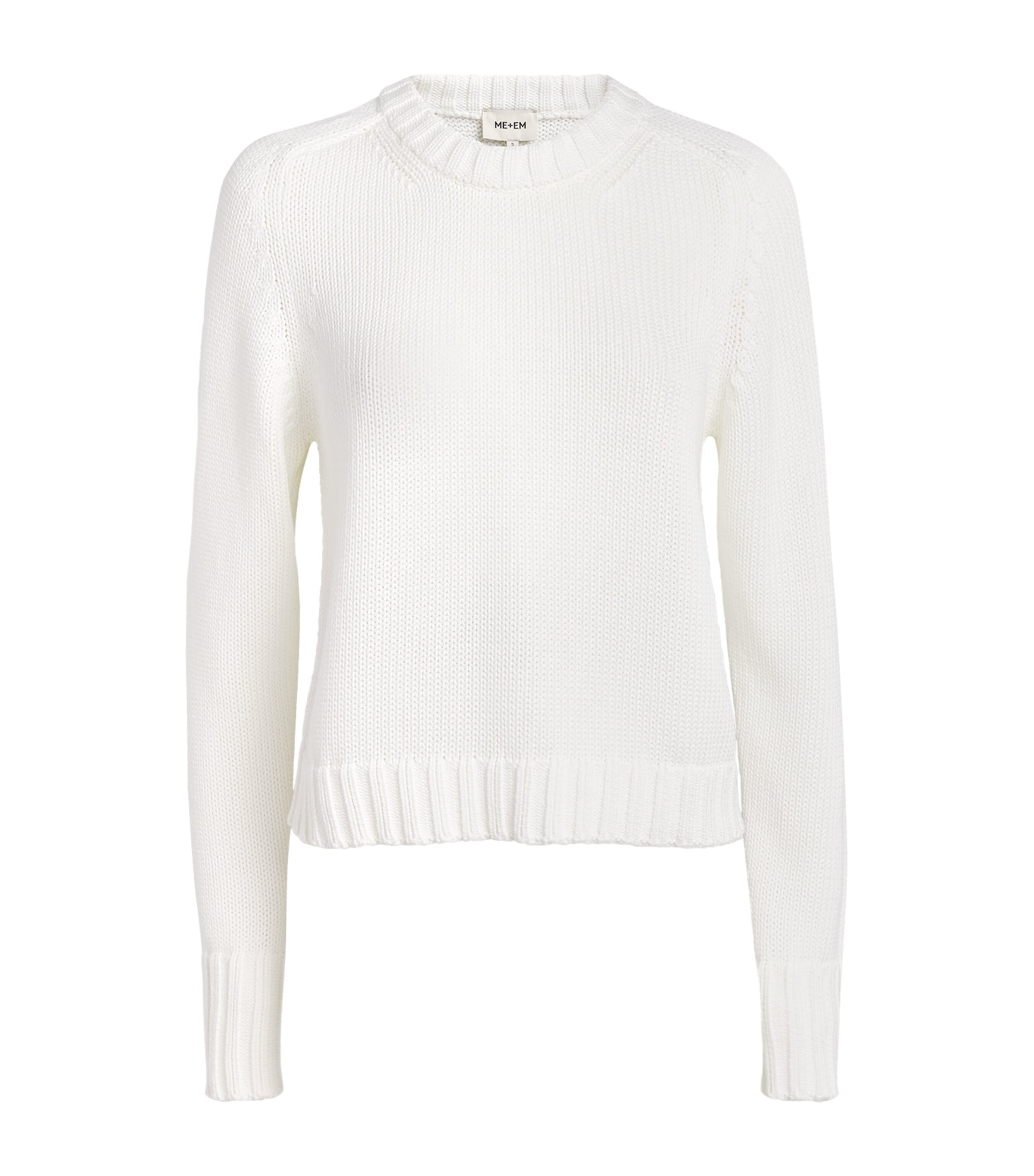 ME+EM Womens Organic Cotton Essential Crop Sweater Optic White Image 1