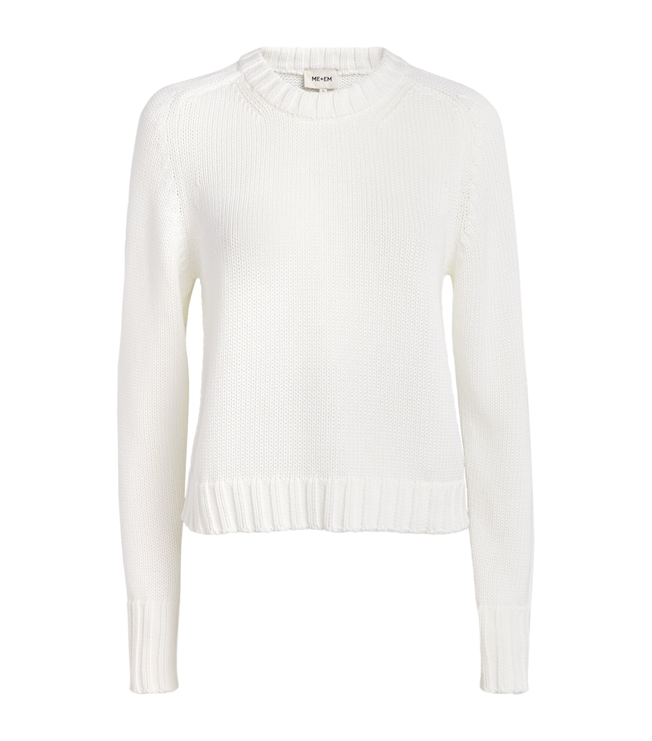 ME+EM Womens Organic Cotton Essential Crop Sweater Optic White Image 1
