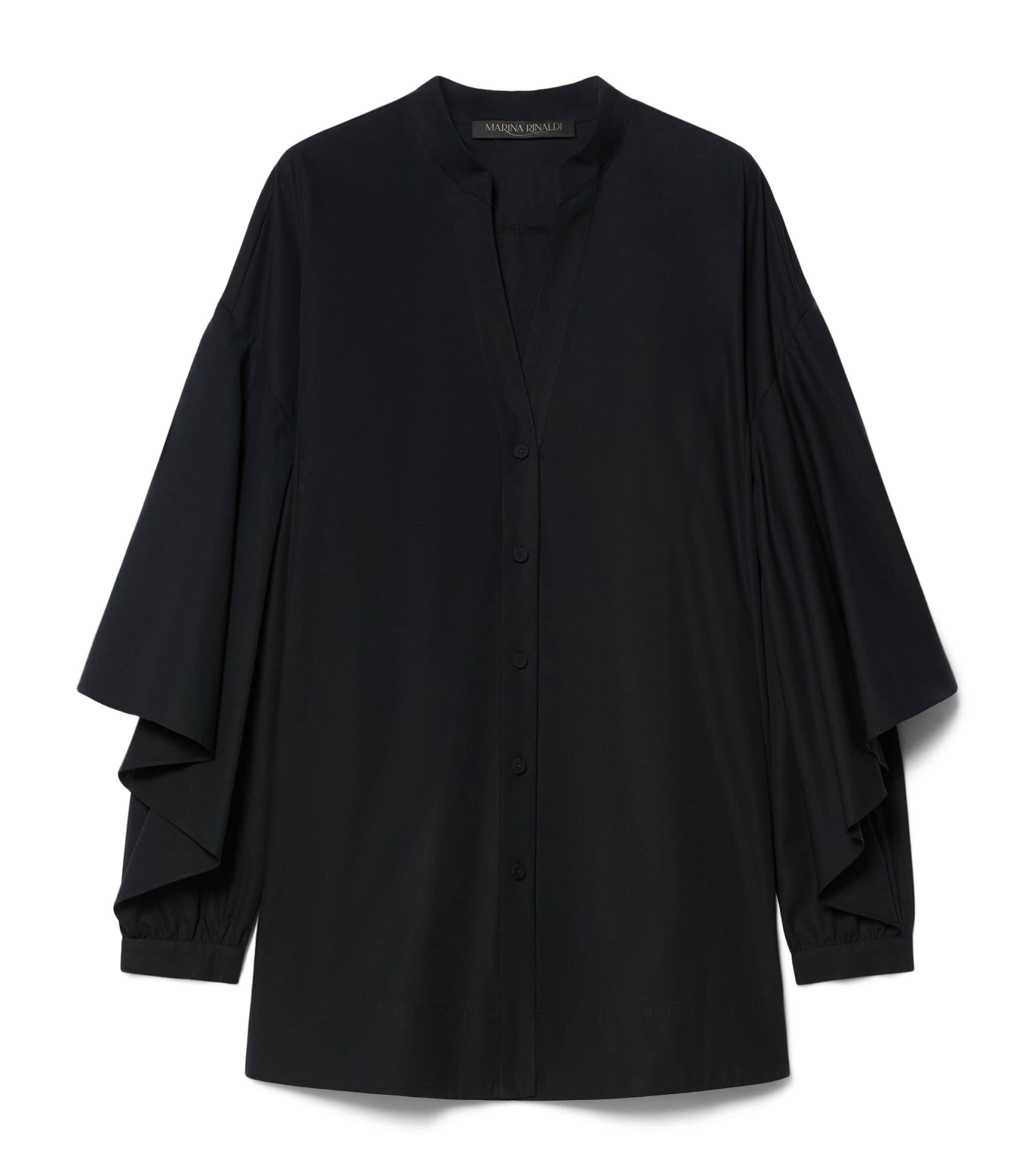 Marina Rinaldi Womens Cotton V-Neck Blouse Black Image 1