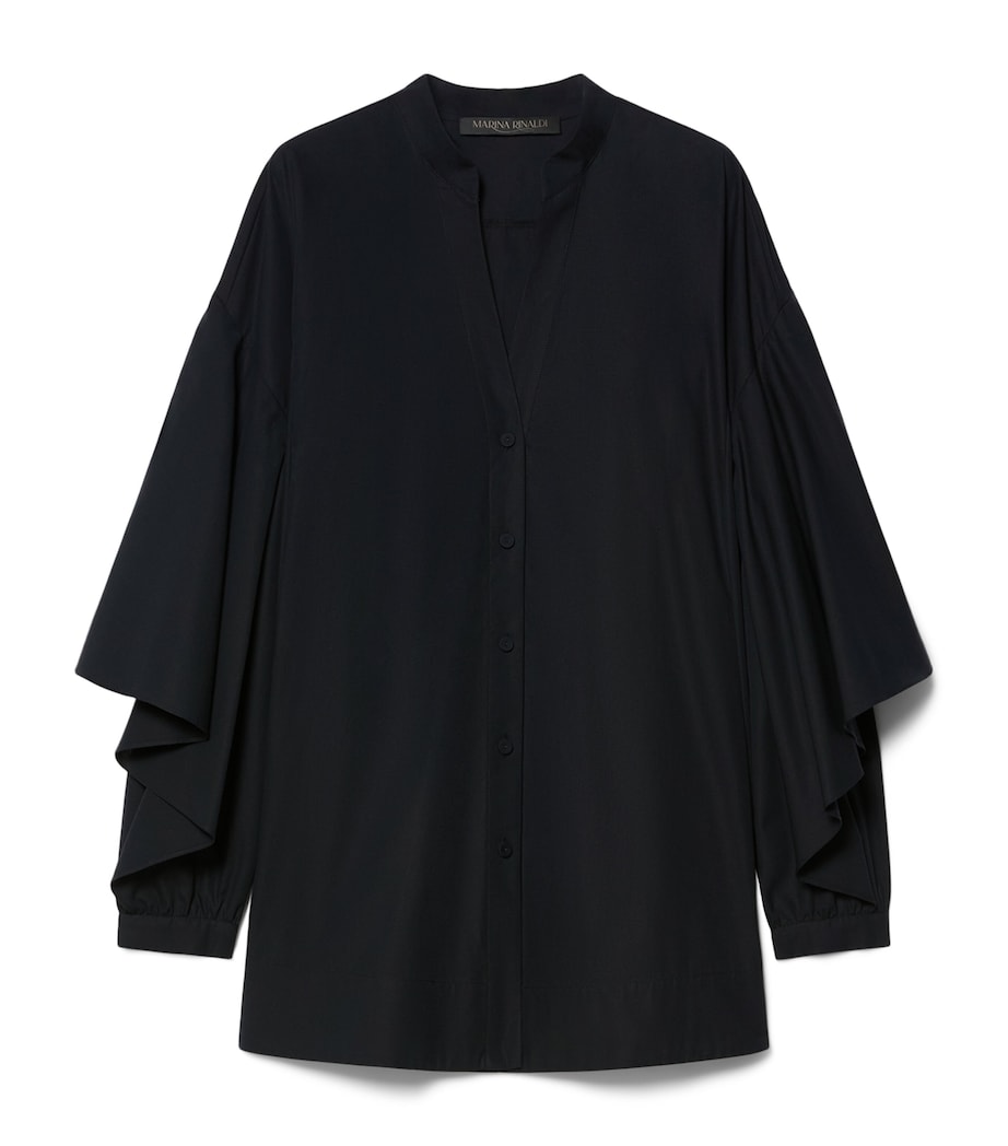 Marina Rinaldi Womens Cotton V-Neck Blouse Black Image 1