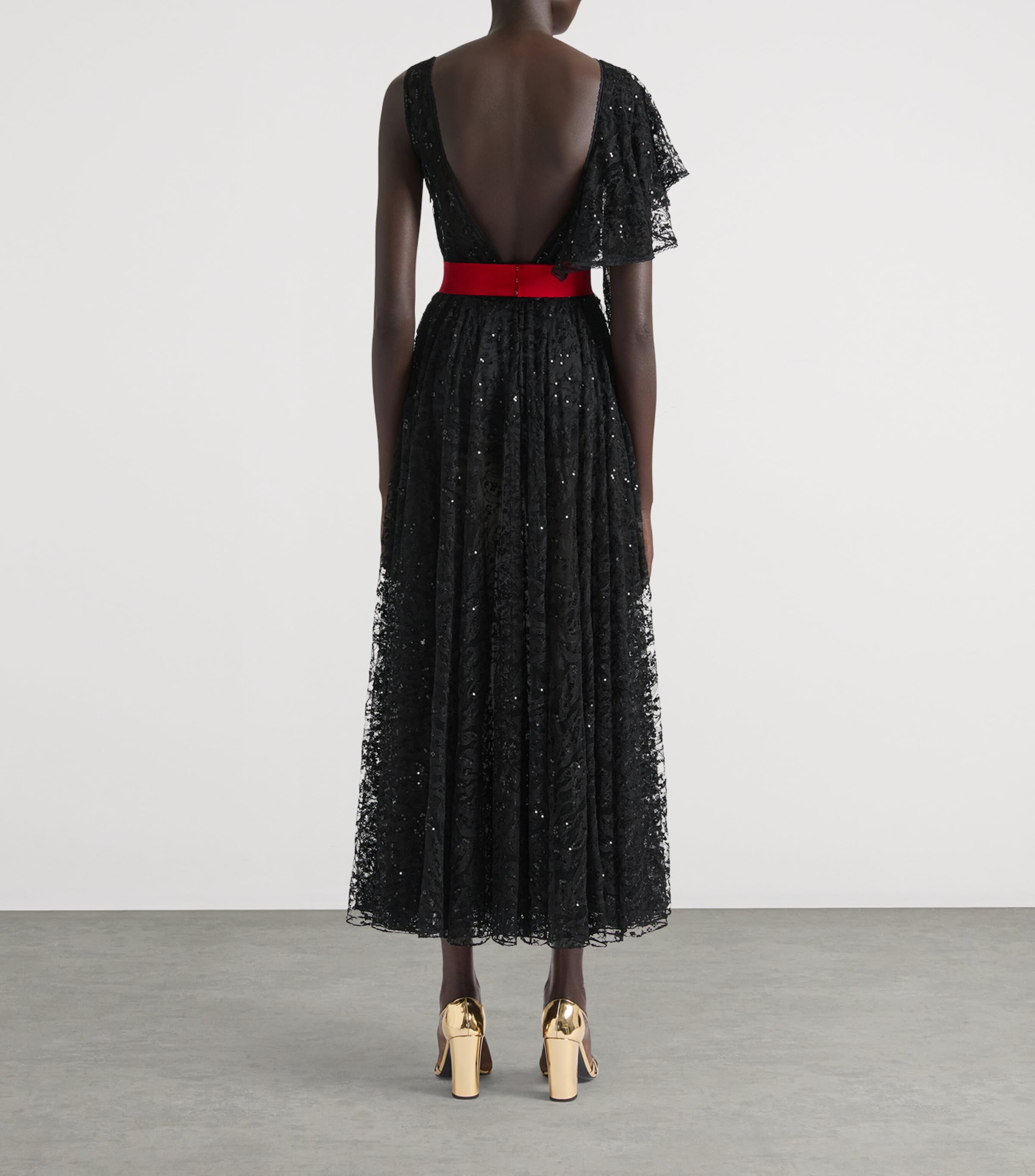 Lace Embroidered Maxi Dress BLACK Image 3