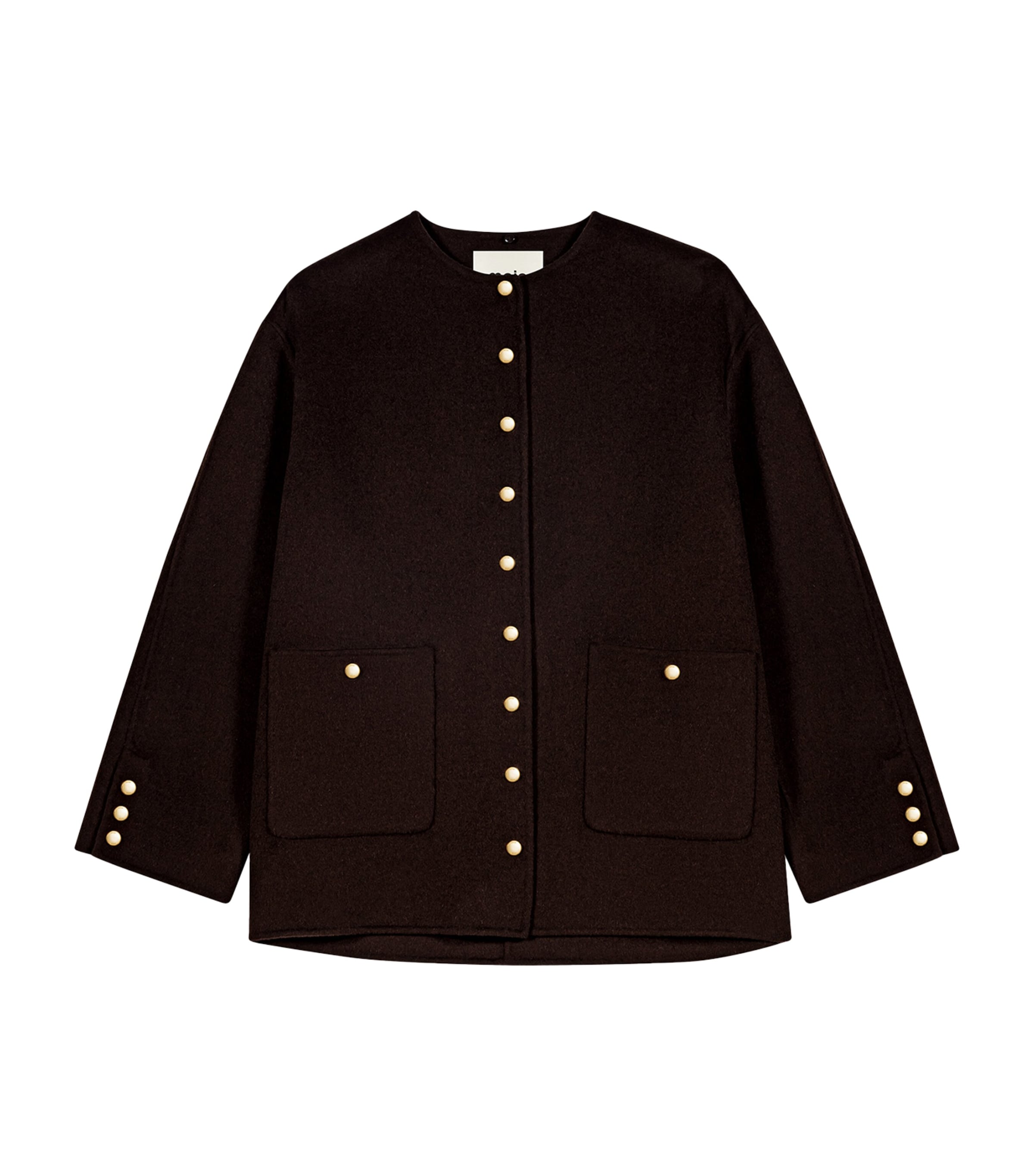 Maje Womens Wool-Blend Coat Dark Brown Image 2