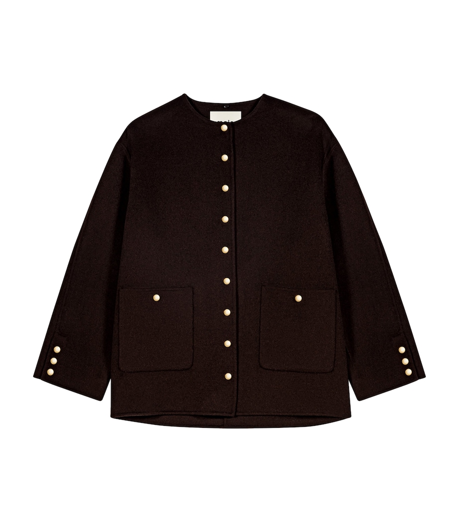 Maje Womens Wool-Blend Coat Dark Brown Image 2