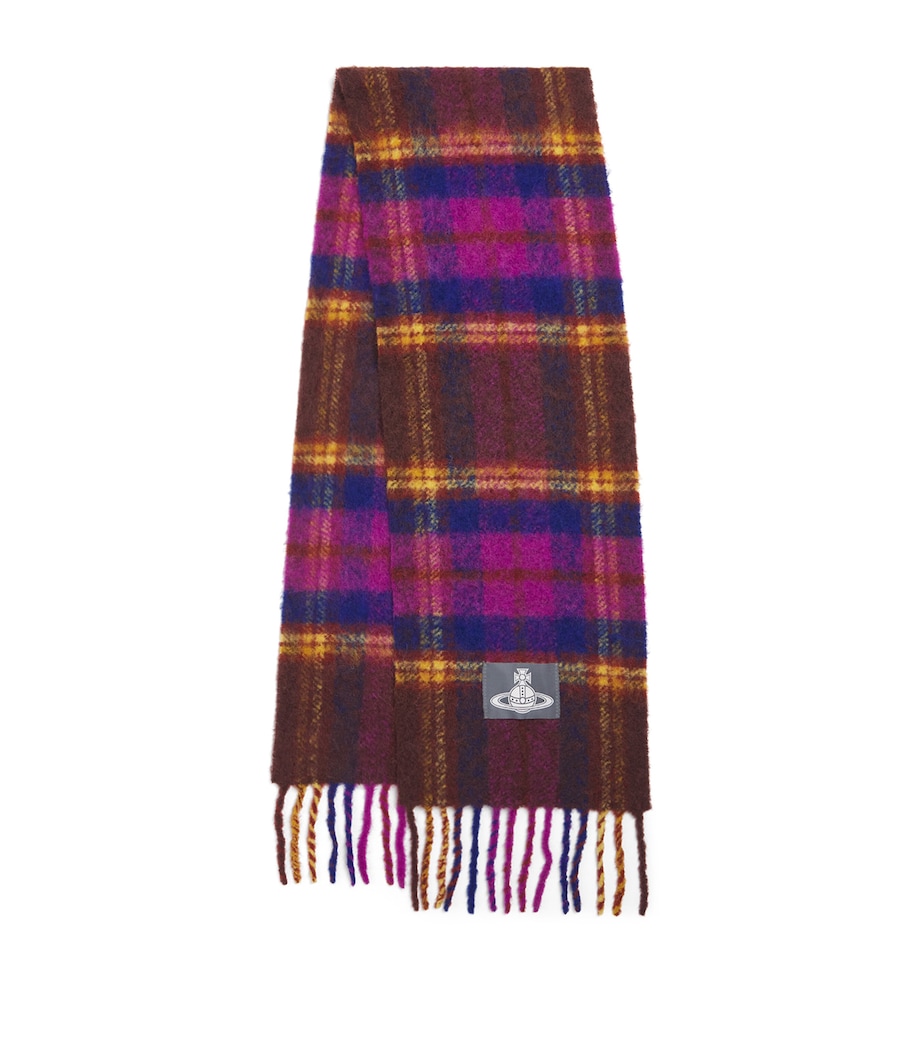 Alpaca-Blend Tartan Scarf J401 PURPLE Image 1