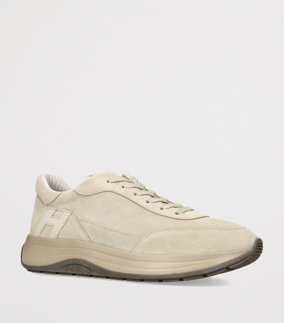 Hogan Suede H719 Allacciato Sneakers Beige Image 2