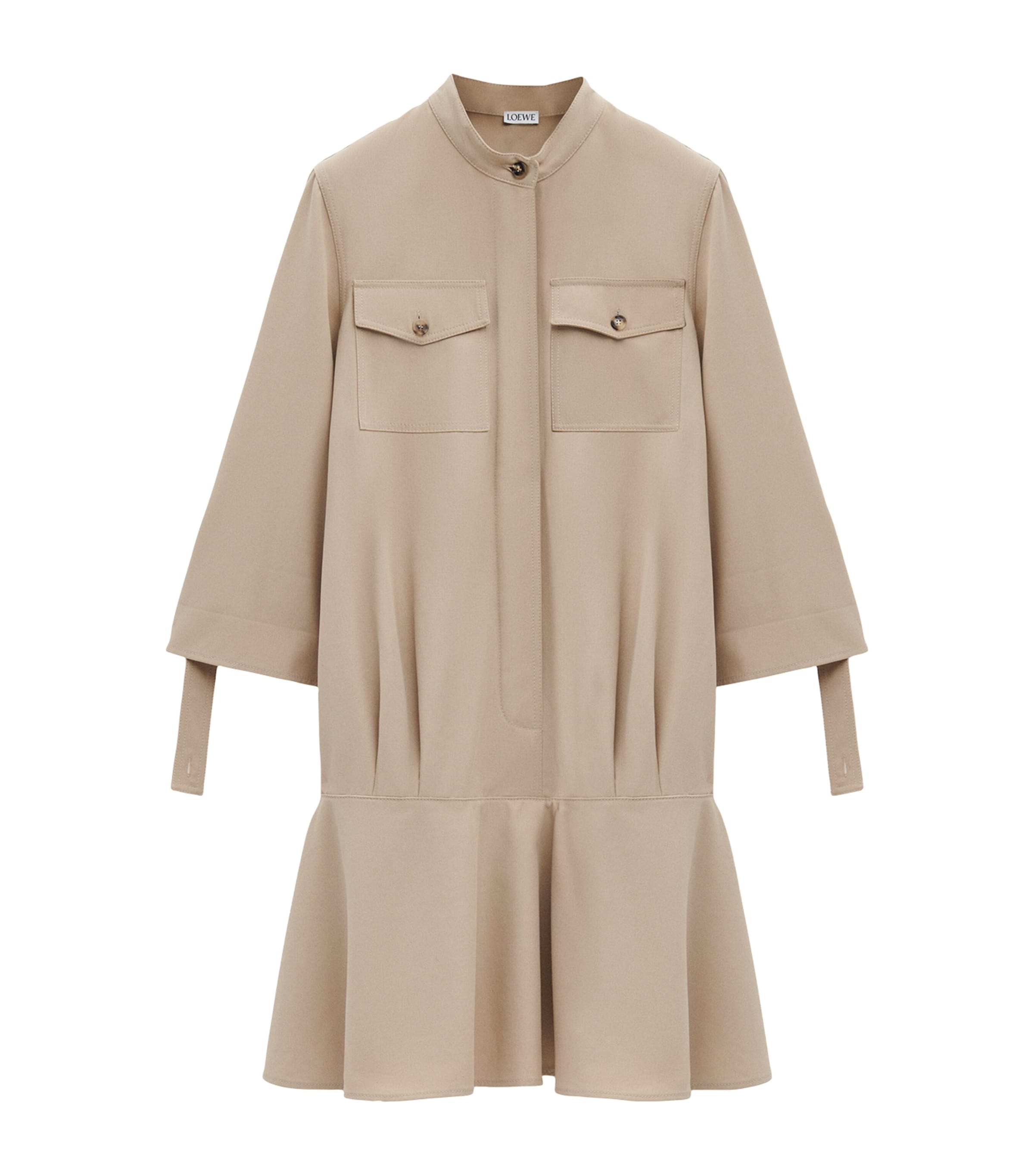 LOEWE Womens Dropped-Hem Mini Shirt Dress Beige Image 1